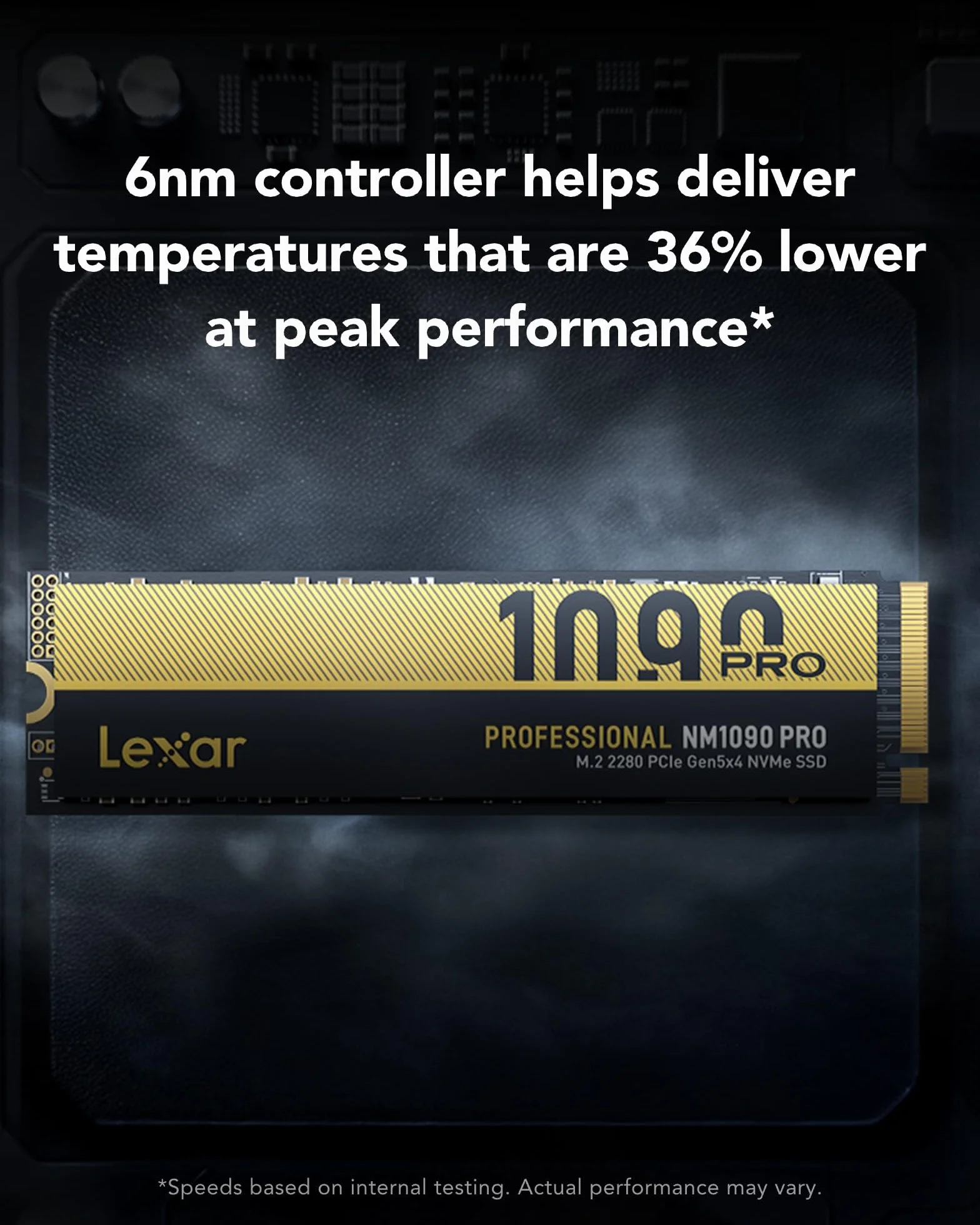 Lexar NM1090 PRO 2TB PCIe 5.0 Gen5 NVMe SSD - Fino a 14,000MB/s, Controllo Termico Avanzato, SSD DirectStorage per Lavori IA, Gaming & Creazione Contenuti Portatile/PC