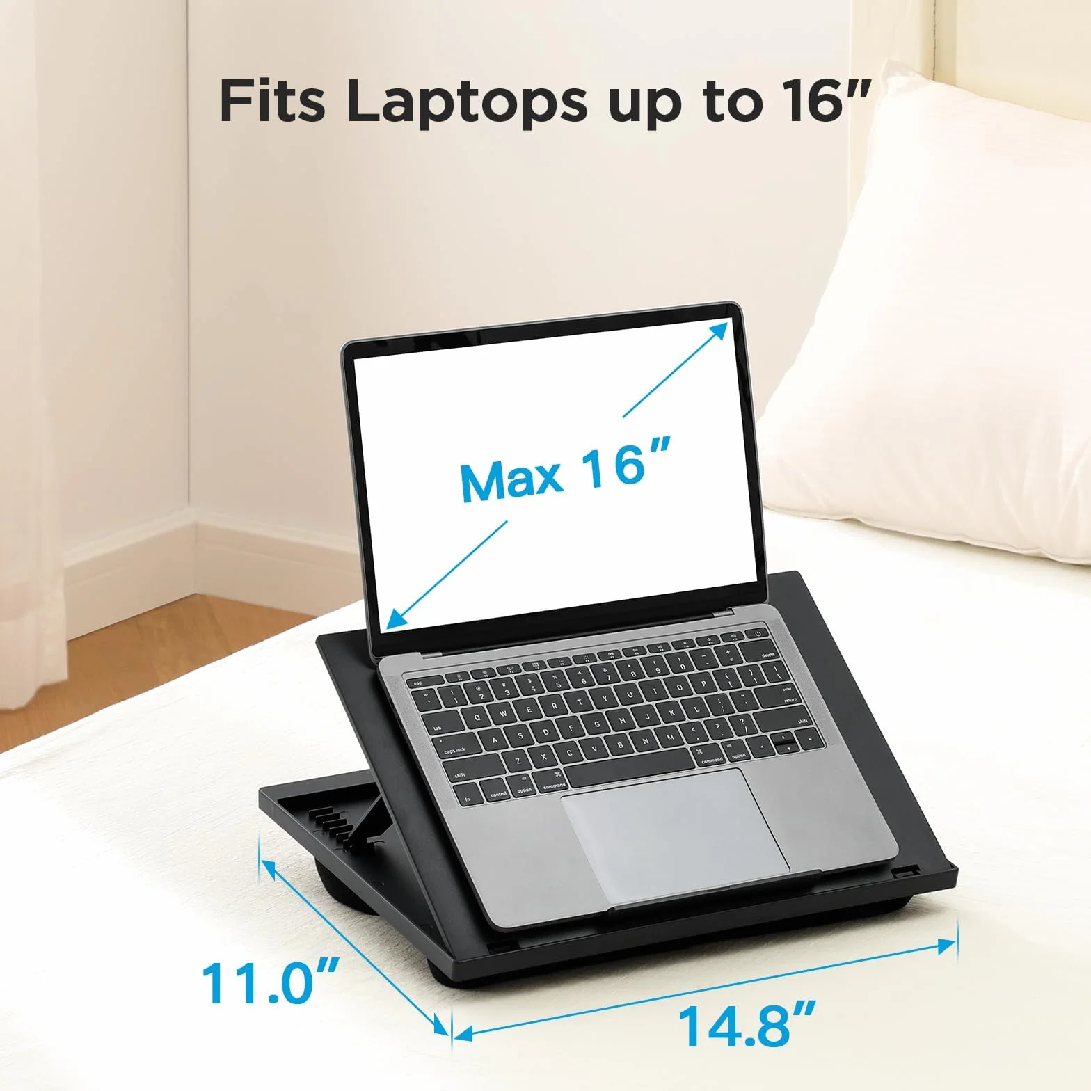 HUANUO Supporto per Laptop con Cuscino - Flessibile Regolabile con 8 Angoli, Supporta Notebook, Tablet, Fino a 15,6", Tavolo Vassoio Portatile e Adatto per Viaggi, Lavoro, Casa