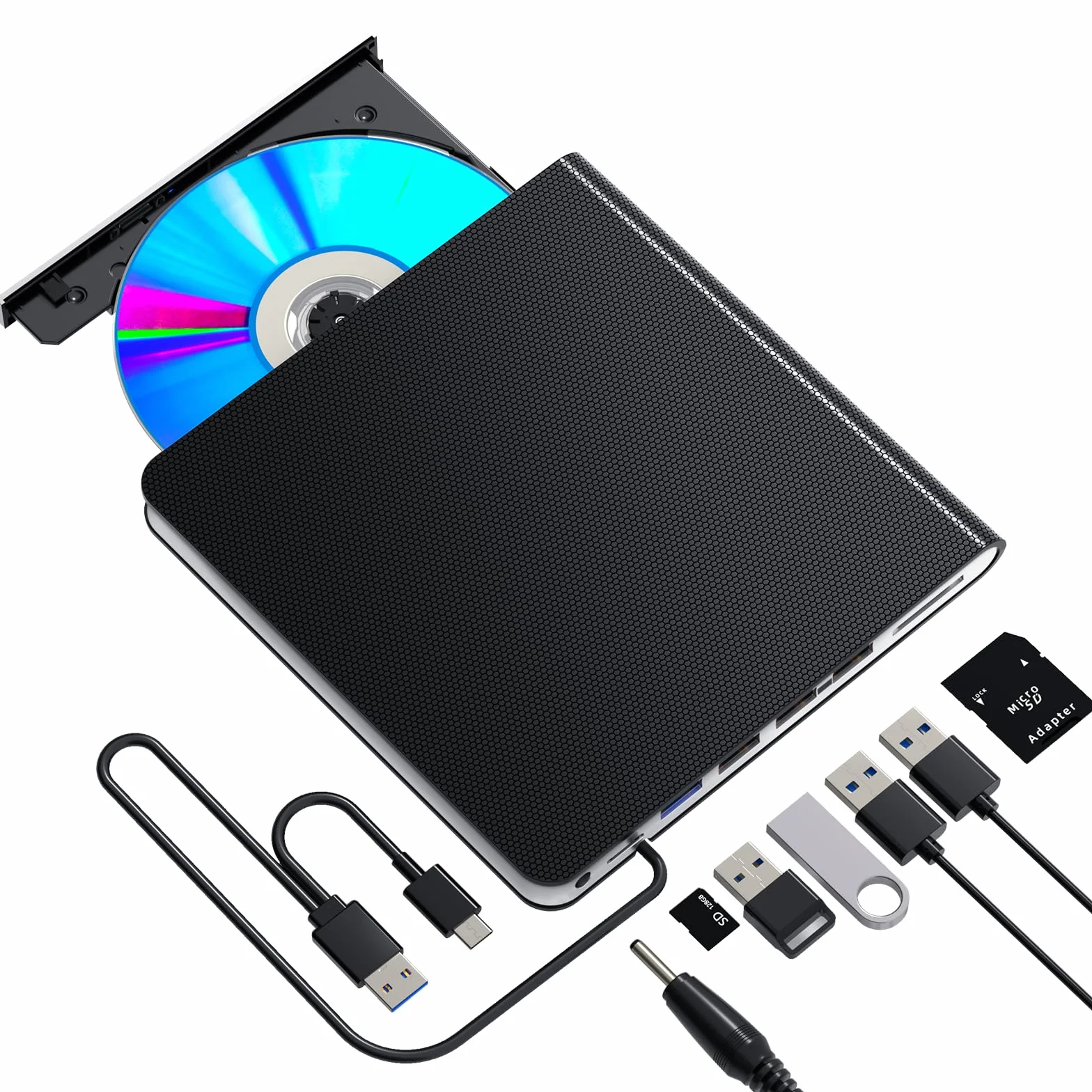 Lettore Blu-ray Esterno Portatile - DVD/BD, Lettura/Scrittura, USB 3.0 e Tipo-C, Registratore Ultra High Definition per Windows 7/8/10/11