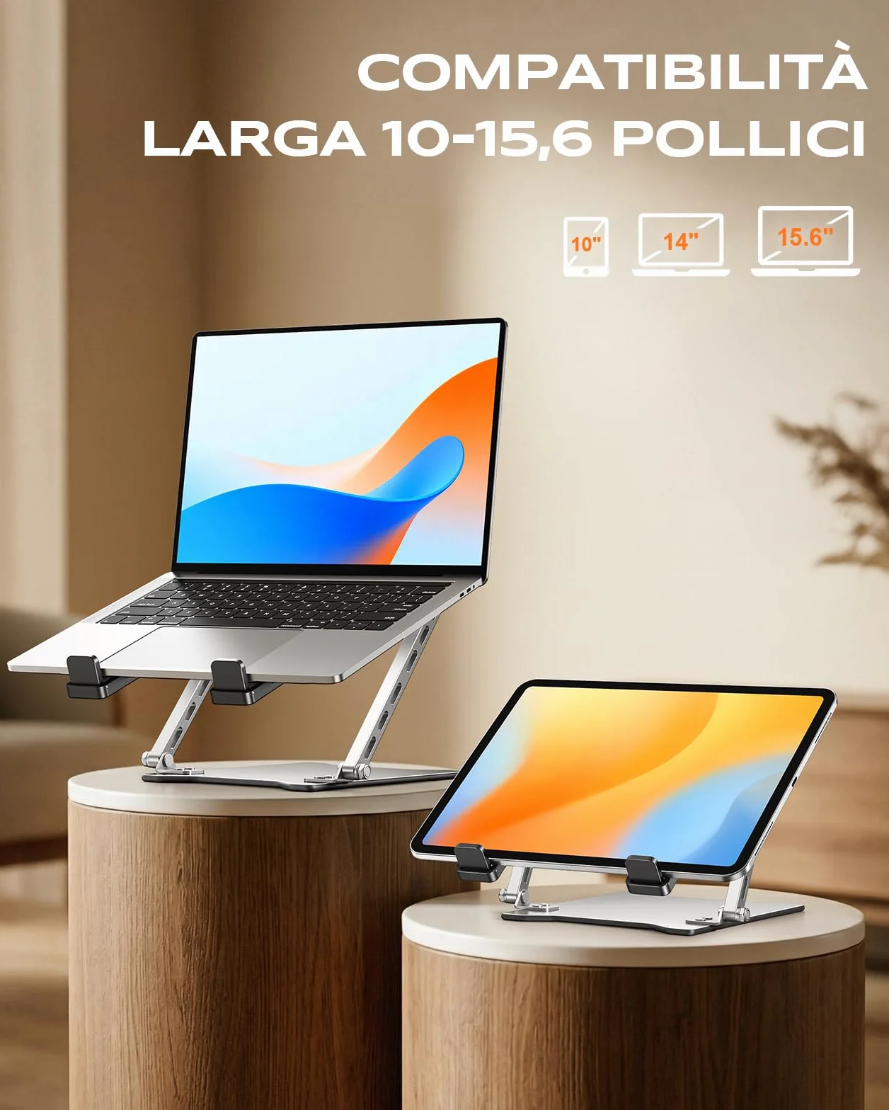 Babacom Ultra-Sottile Supporto PC Portatile, Altezza Regolabile Laptop Stand con Doppia Barra, Design Areato e Pieghevole, Ergonomico Supporto Laptop Compatibile con Portatili e Tablet (10-15.6")