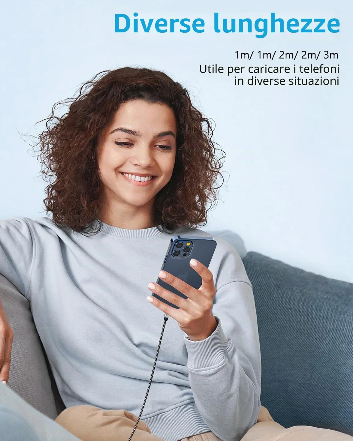 IDISON Cavo iPhone 5 Pezzi, 2M 2M 1m 3m,USB A to Lightning MFi Nylon
