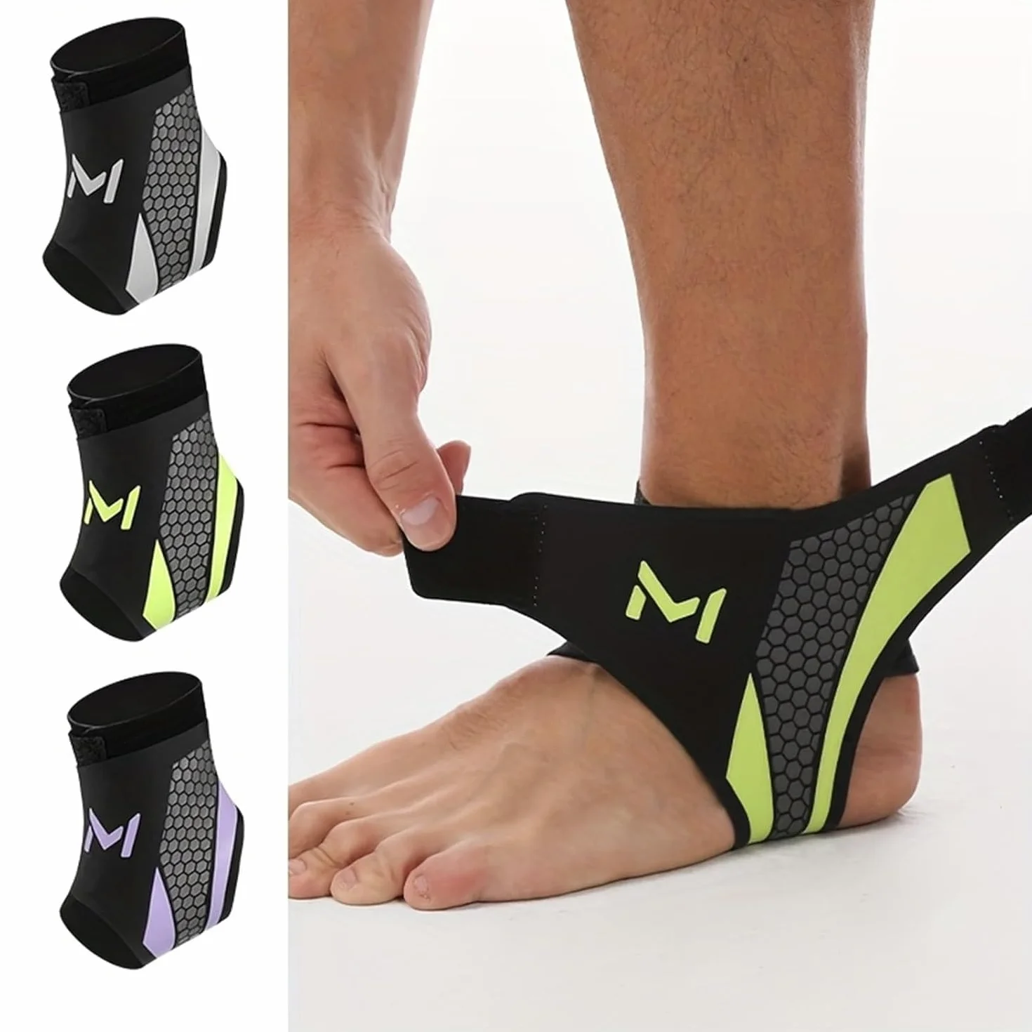 Cavigliera Sportiva Regolabile in Nylon Traspirante per Distorsione, Corsa, Calcio, Fitness, Escursionismo (Grigio nerastro)