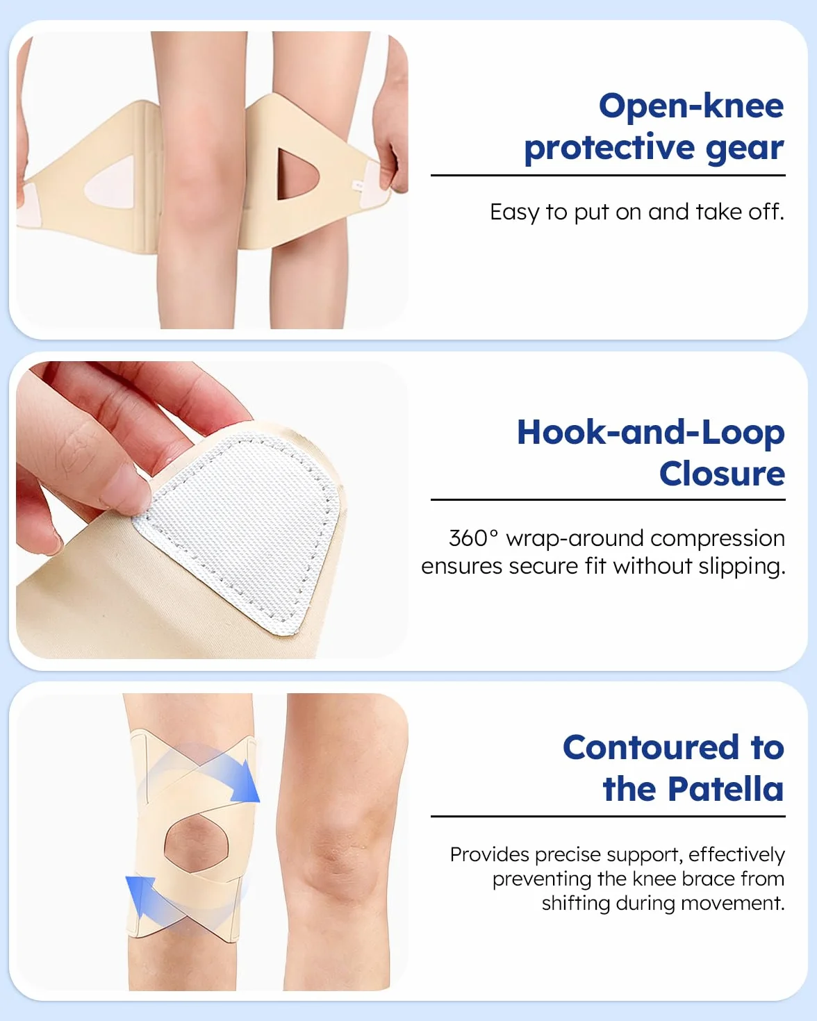 Tutore Ginocchio Menisco con Stabilizzatori Laterali Elastici Uomo Donna (Beige, M)