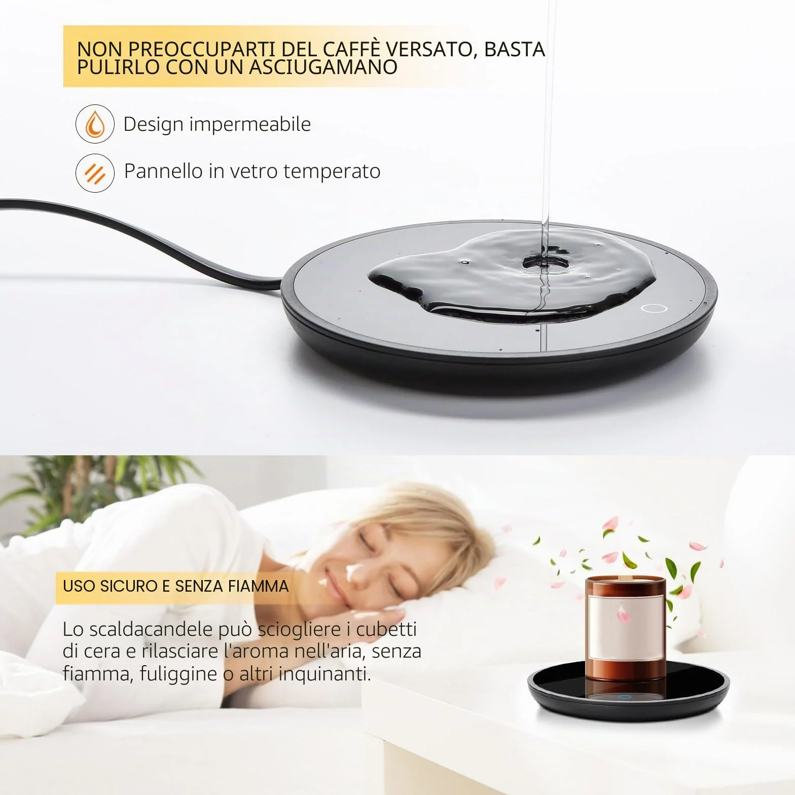 Scaldabicchieri elettrico, scalda-candela con spegnimento automatico, scalda tazze per scrivania da ufficio, impostazioni di temperatura, scaldabicchieri elettrico per bevande per cacao, latte