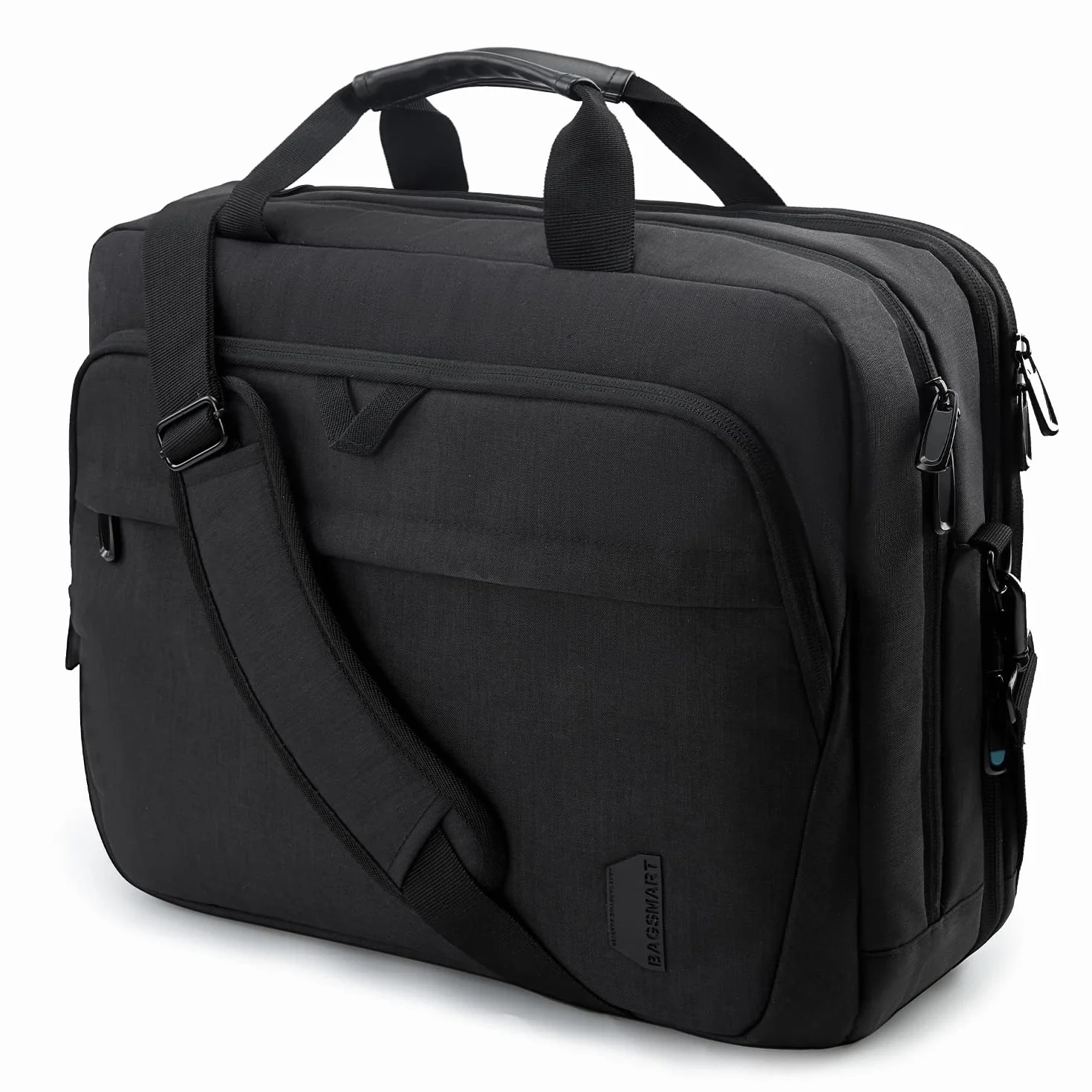 Bagsmart Borsa per Computer Portatile da 17,3 Pollici, Espandibile, per Uomo e Donna, Tracolla, Lavoro, Viaggi d'Affari, Ufficio, Chiudibile a Chiave, Nero