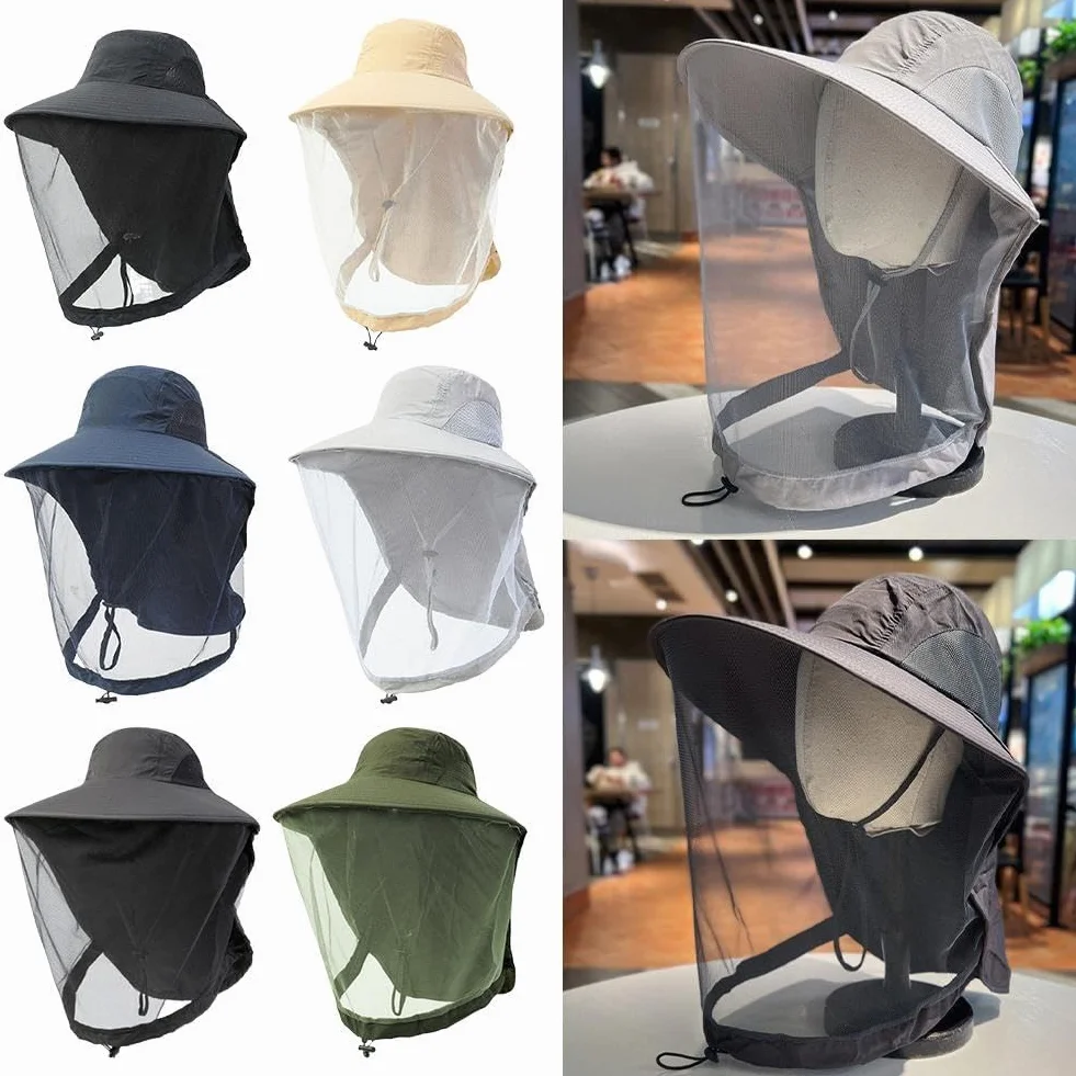Cappello da Safari con Velo Zanzariera Protezione Insetti Sole Pesca