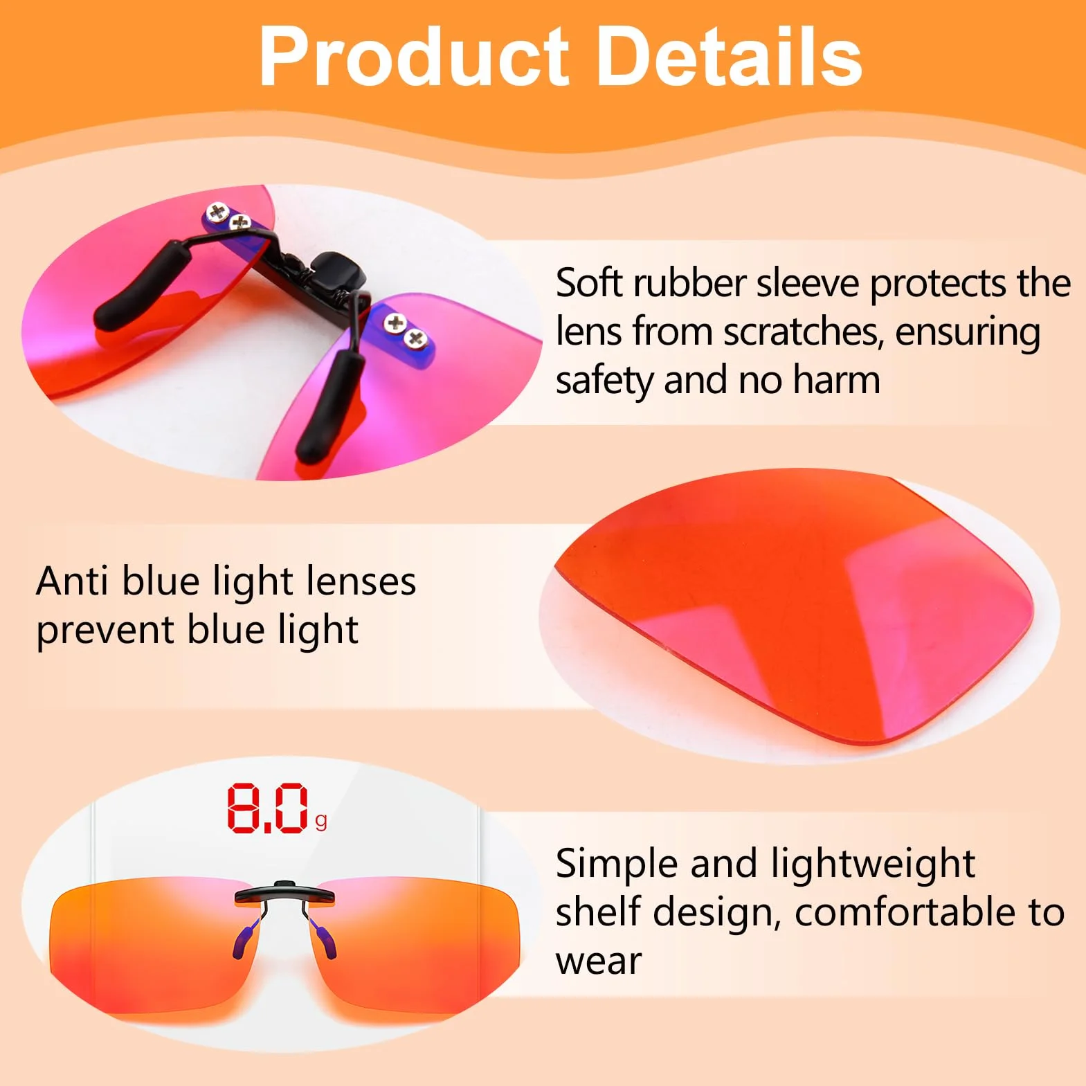 Clip-on Occhiali da Gioco Filtro Luce Blu per Gamer Esport Anti Luce Blu