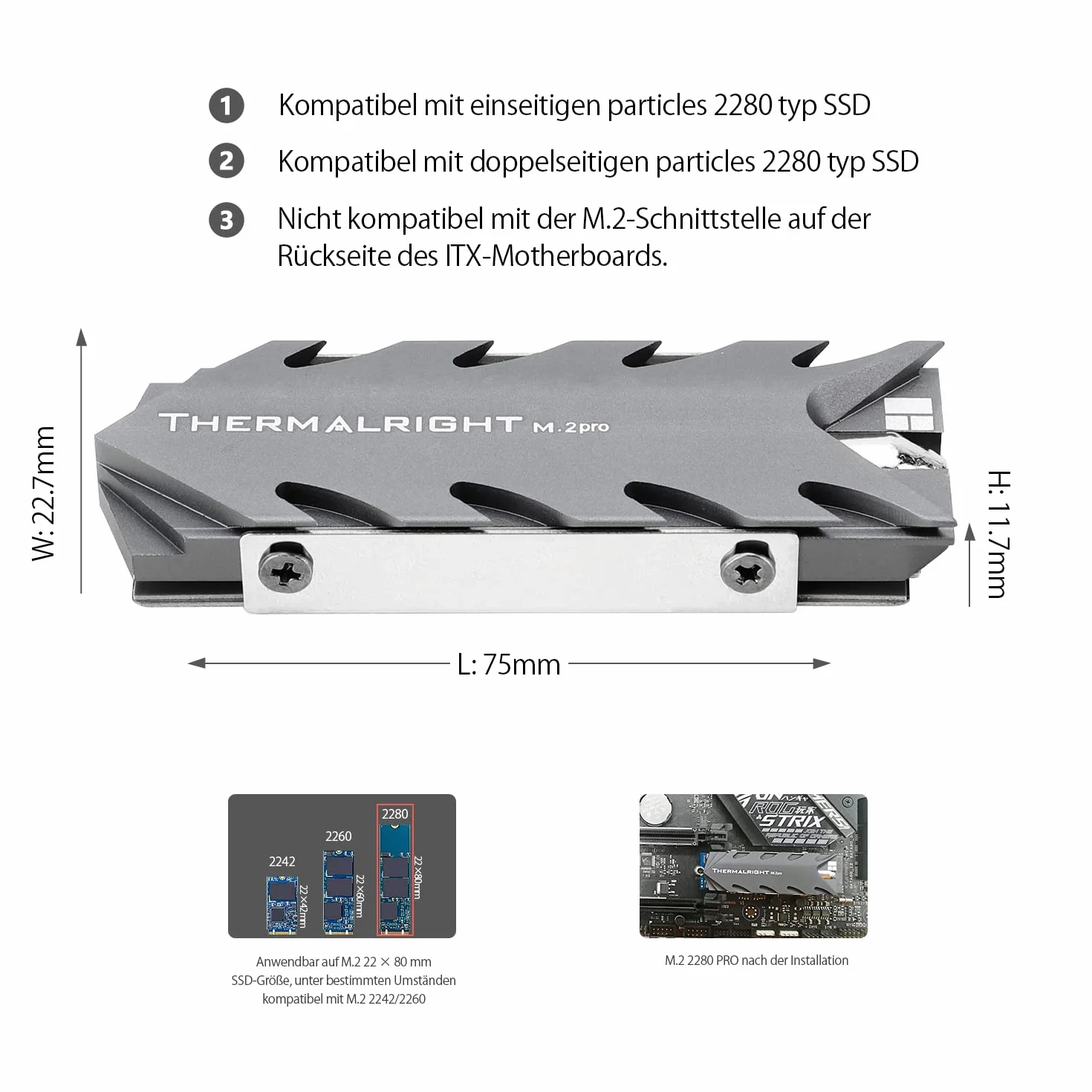 Thermalright TR M.2 2280 Pro SSD Heatsink, 8 mm Heatpipe, High Performance Double Side Thermal Pad,2280 SSD Cooler