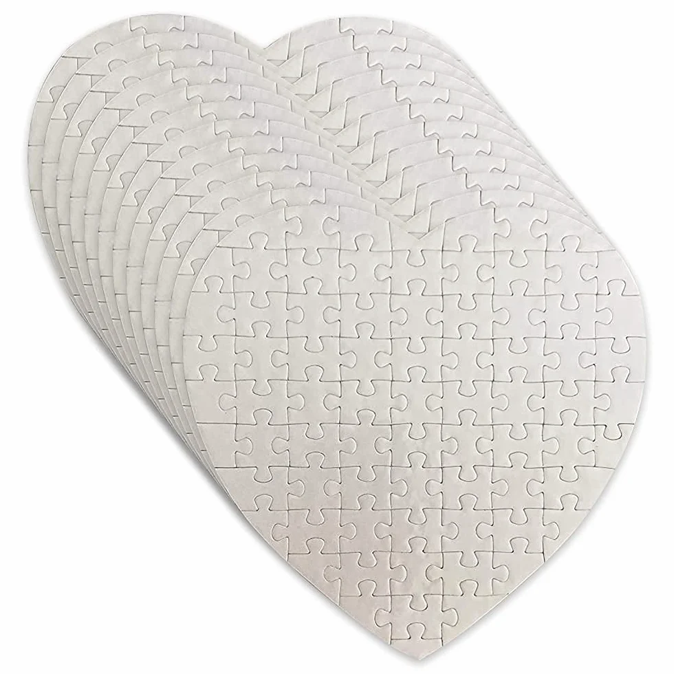 MR.R Sublimazione Blanks Heart Puzzle, Puzzle bianco vuoto per sublimazione trasferimento di calore, 12 set per confezione