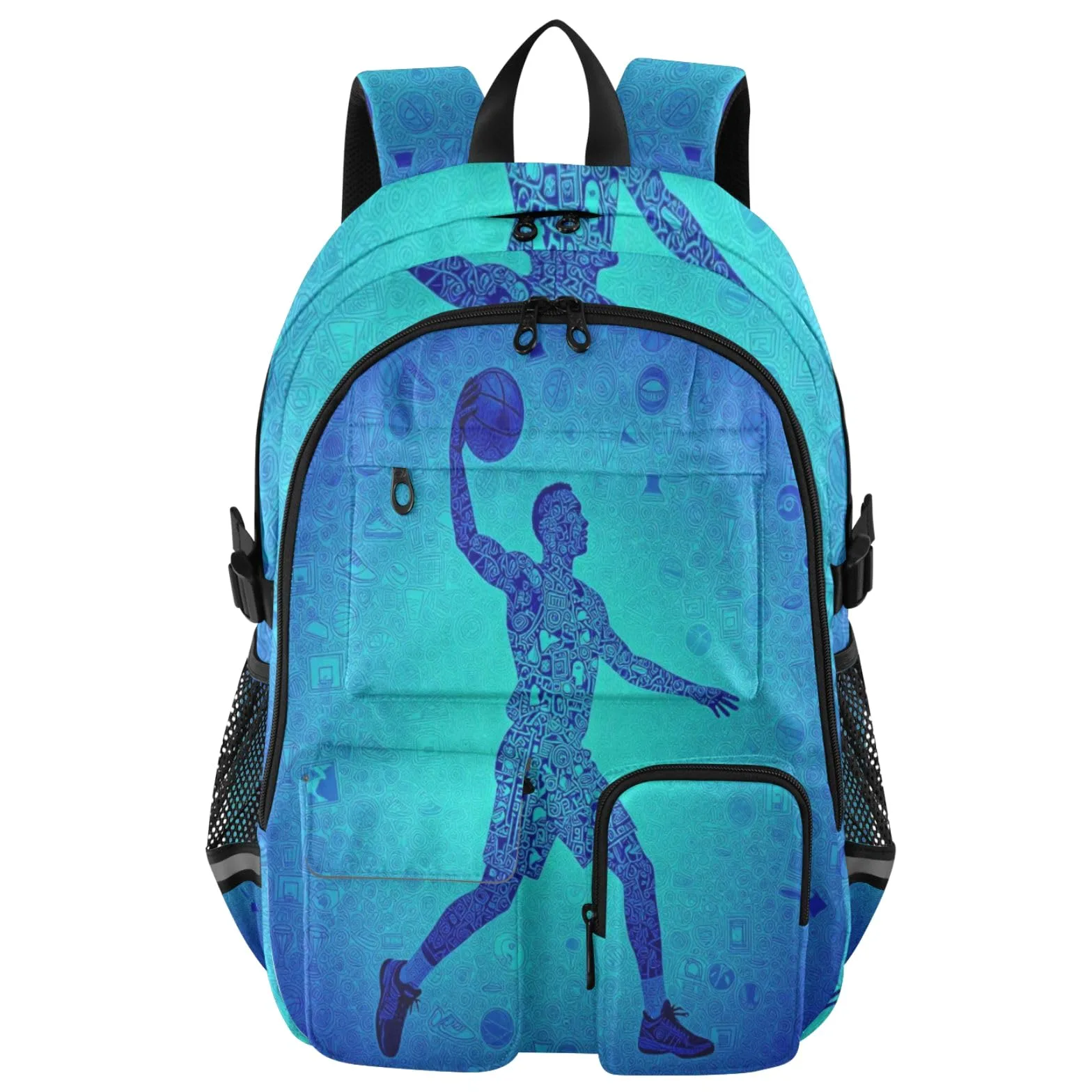Zaino da viaggio per computer portatile, da basket, per ragazzi e uomini, colore blu, 44,5 cm