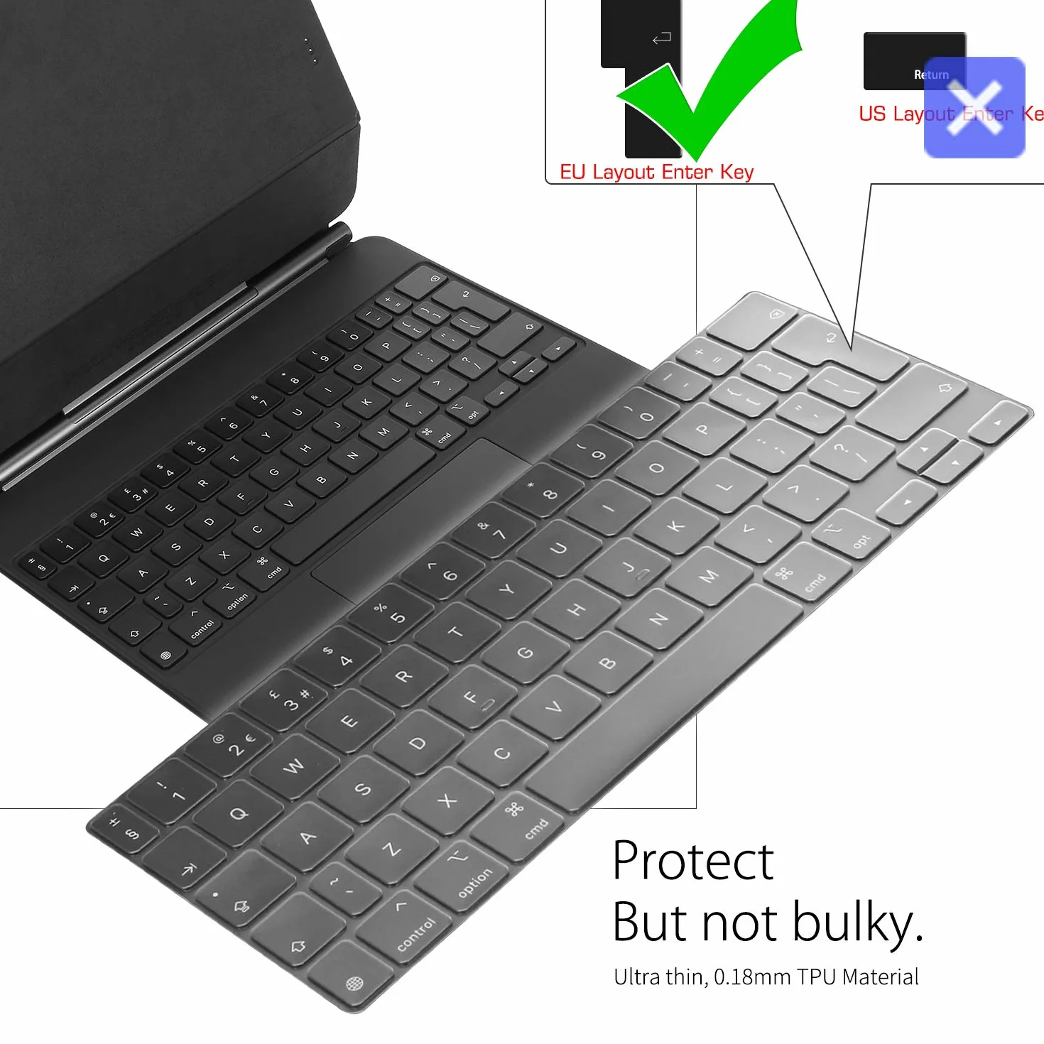 Protezione tastiera ultrasottile compatibile con Magic Keyboard per iPad Air 11" (M2)/Magic Keyboard per iPad Pro 11" (1ª, 2ª, 3ª e 4ª), vecchio iPad Air 11" (4ª e 5ª), Italiano/Europeo