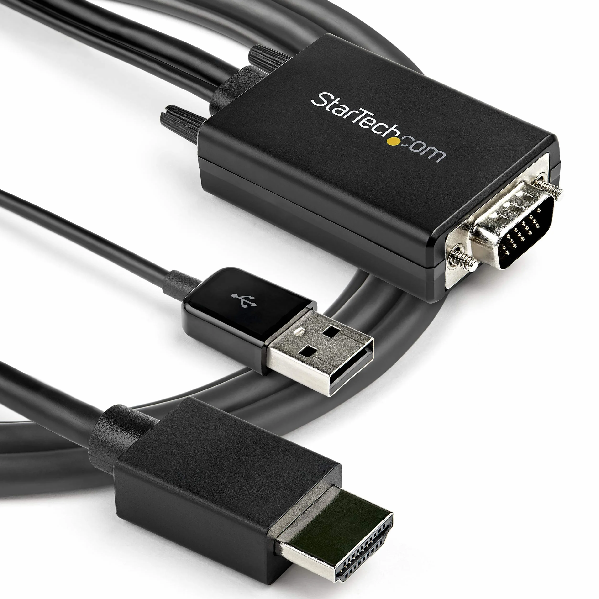 StarTech.com Cavo adattatore da VGA a HDMI da 2 m, Alimentazione via USB, 1080p -Convertitore attivo VGA (M) a HDMI (M) (VGA2HDMM2M)