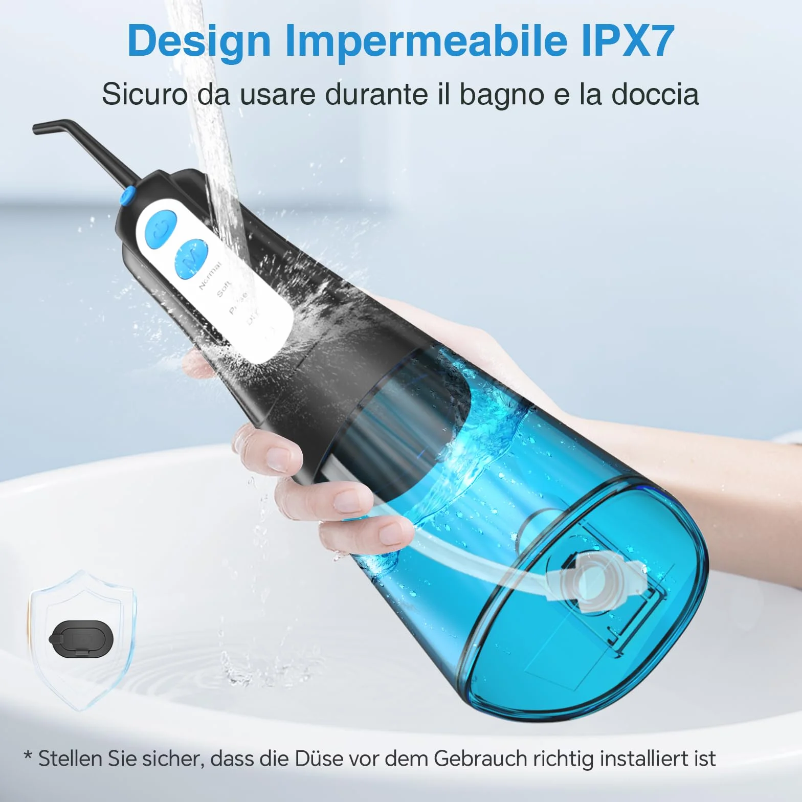SURFOU Idropulsore Dentale Portatile Elettrico Water Flosser Irrigatore Orale con Pulitore Getto Acqua