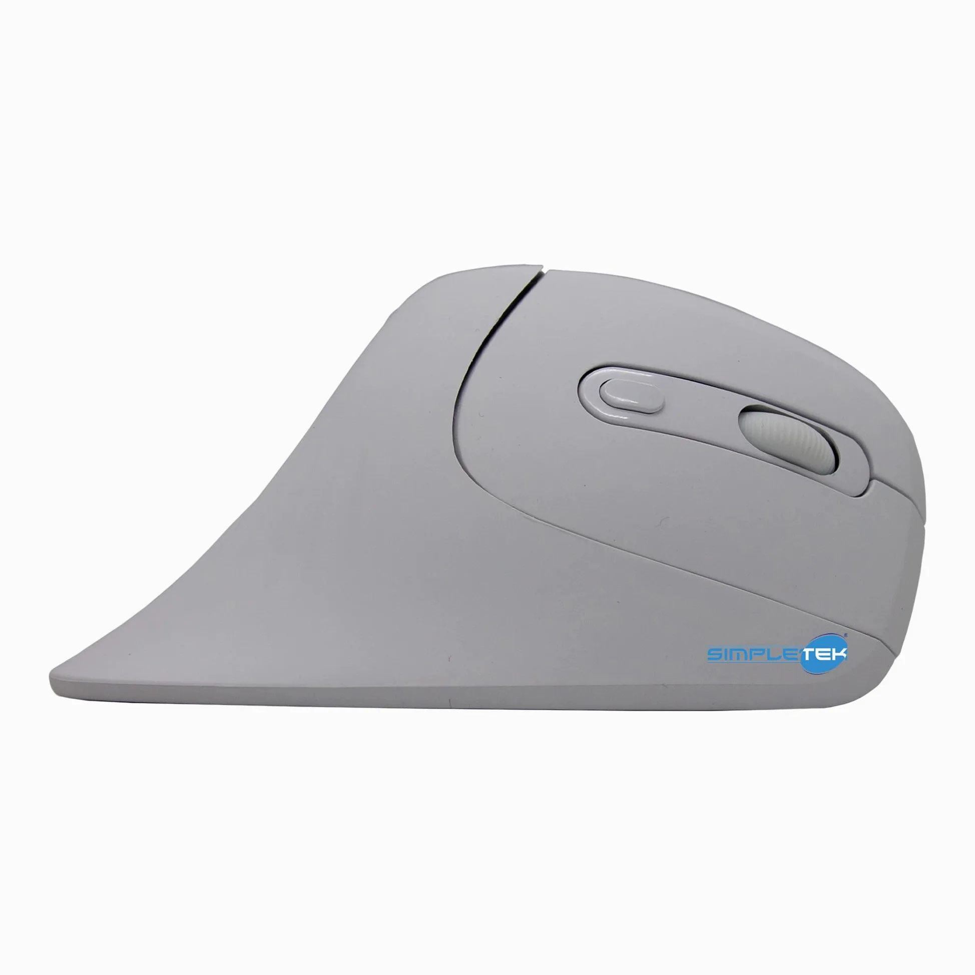SIMPLETEK - Mouse Verticale Ergonomico Wireless - Senza Fili 2.4GHz - DPI Regolabile fino a 3200-6 Pulsanti - Design Bianco - Ricevitore USB Incluso