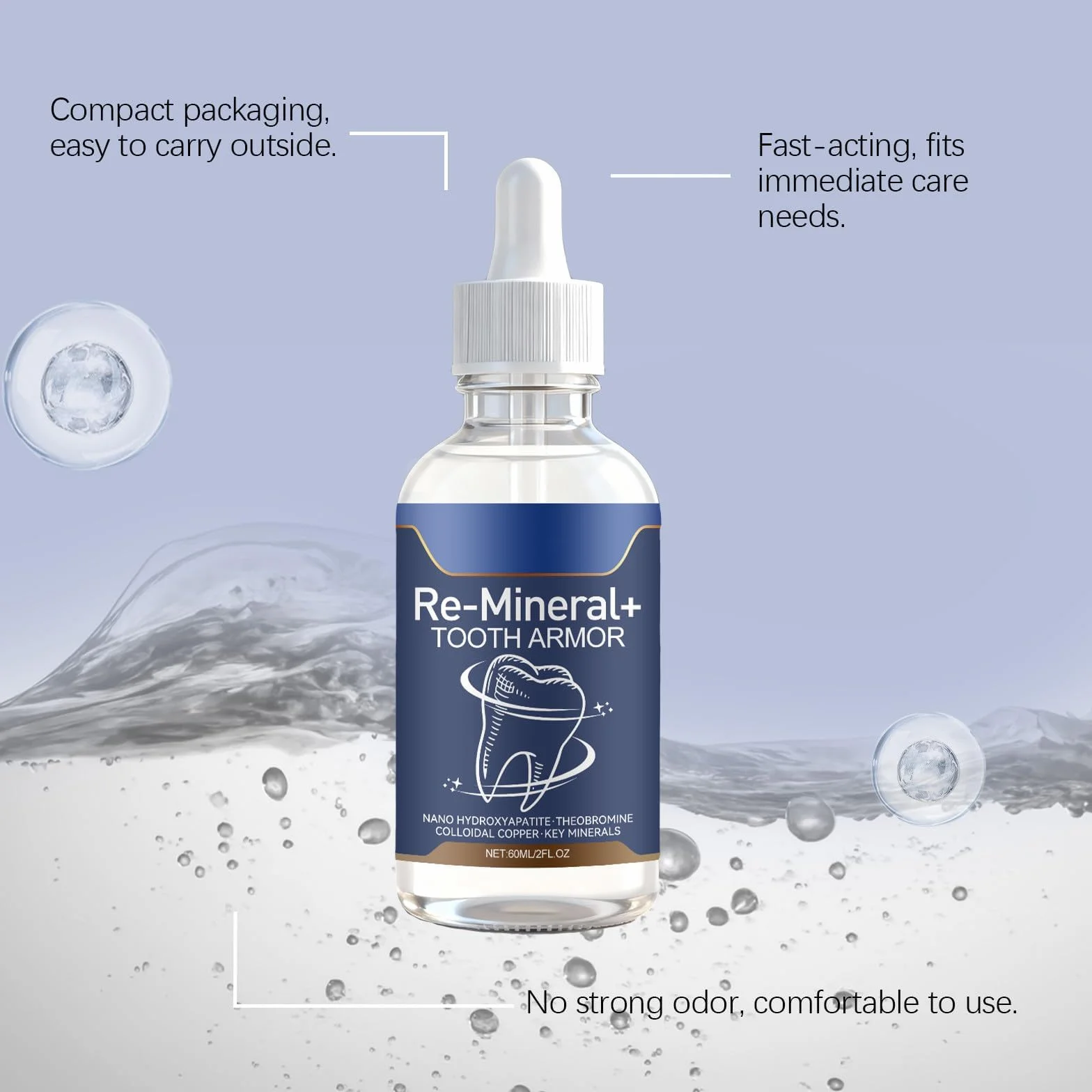 Siero riparatore dentale alla nanoidrossiapatite per igiene orale, cura denti e gengive, rimozione tartaro, alito fresco