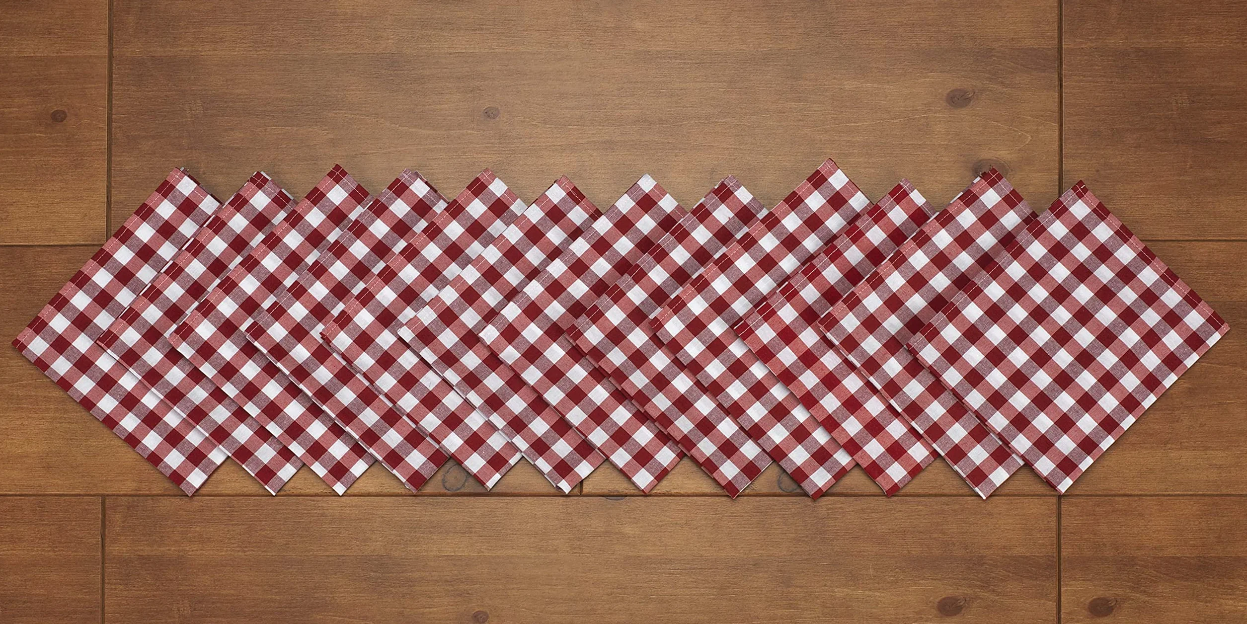 Tovaglioli in tessuto Vichy 45x45 cm rosso set 12 pezzi