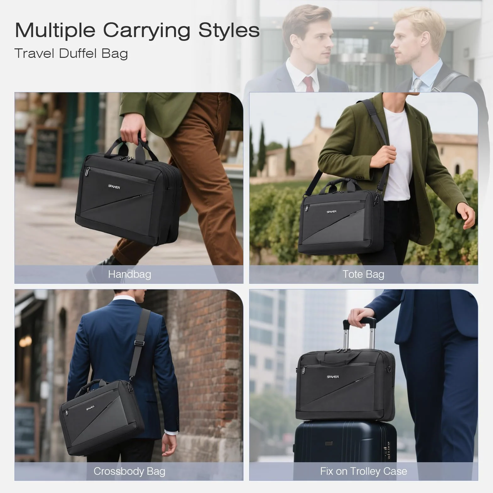 SPAHER Borsa Porta PC 15,6/16 Pollici Borsa Ventiquattrore Uomo Donna Borsa Tracolla da Lavoro Ufficio Laptop Bag per Laptop Computer Viaggi Affari Scuola Valigetta 24 Ore Uomo Nero
