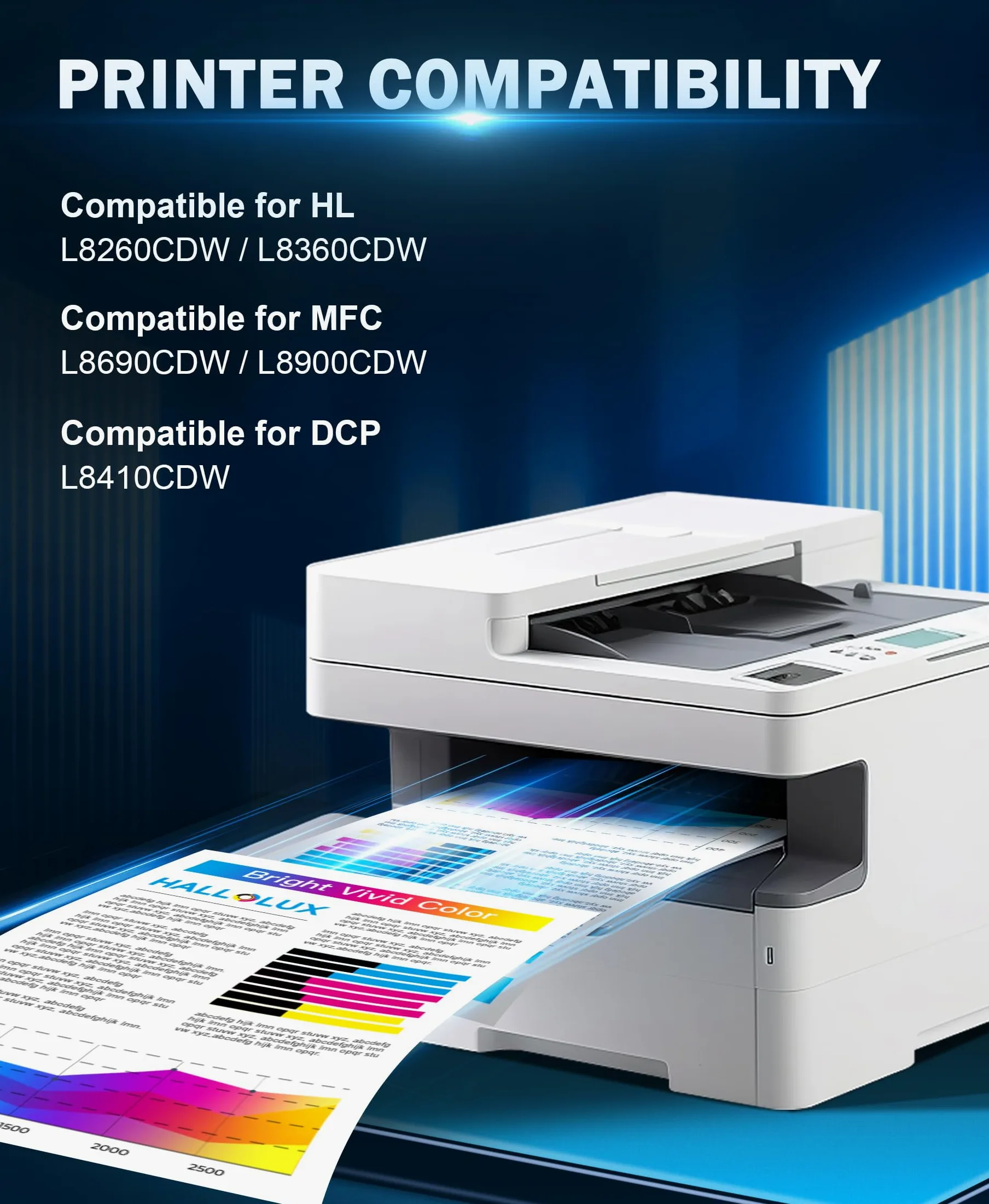 HALLOLUX TN423 TN-423 Toner Compatibile per Brother TN-423 Toner Multipack TN421 TN-421 per Brother MFC-L8690CDW HL-L8260CDW DCP-L8410CDW HL-L8360CDW (Nero Ciano Magenta Giallo, 4-Pack)
