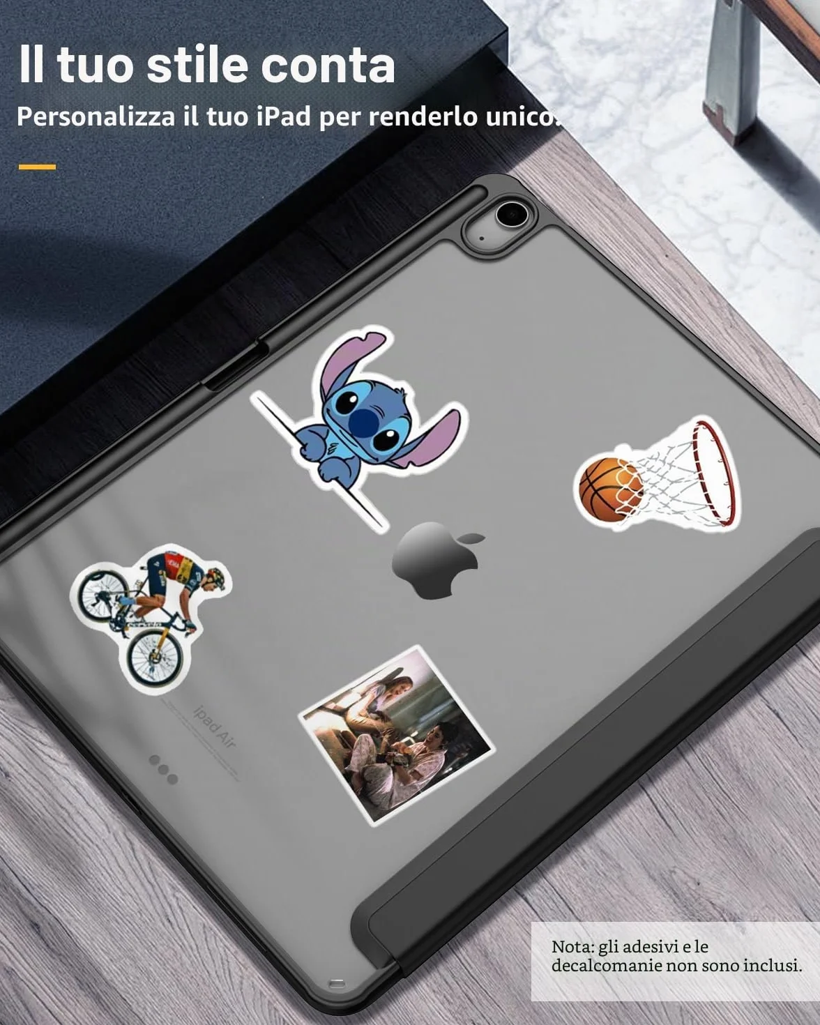 TiMOVO Custodia iPad Air 13 Pollici M4 M3 M2 2026 2025 2024 Cover Protettiva con Portapenne Retro Trasparente Nero
