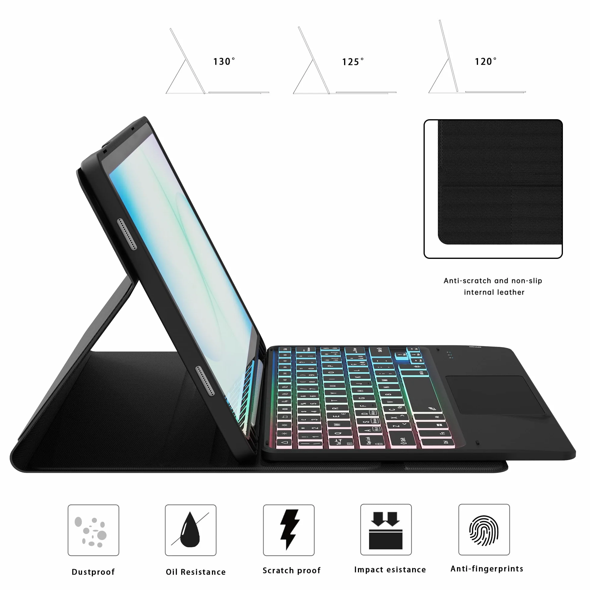 Custodia con tastiera per Samsung Galaxy Tab A11+ Plus 2025/A9+ Plus 2023 11": tastiera retroilluminata 7 colori con trackpad Intelligente - tastiera wireless rimovibile con Layout italiano QWERTY
