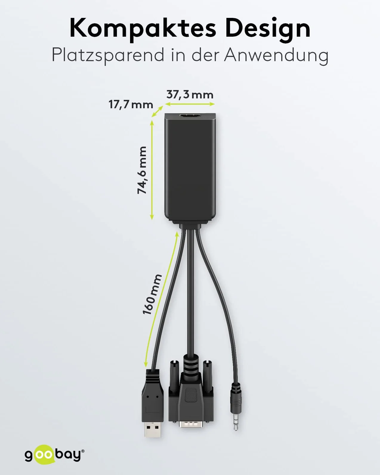 Goobay 61259 Adattatore VGA a HDMI per Full HD 1080p @ 60Hz - Converte VGA e Audio a Segnali HDMI - Cavo Monitor Nero