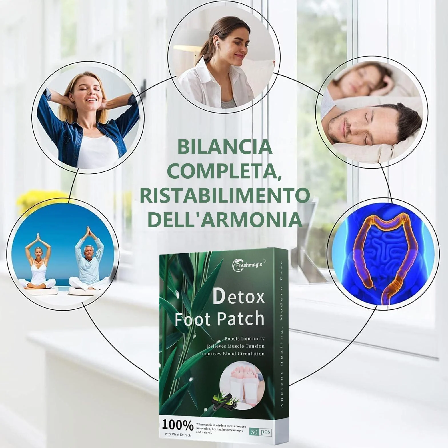 Cerotti Detox Piedi 50PCS Erbe Naturali Elimina Tossine