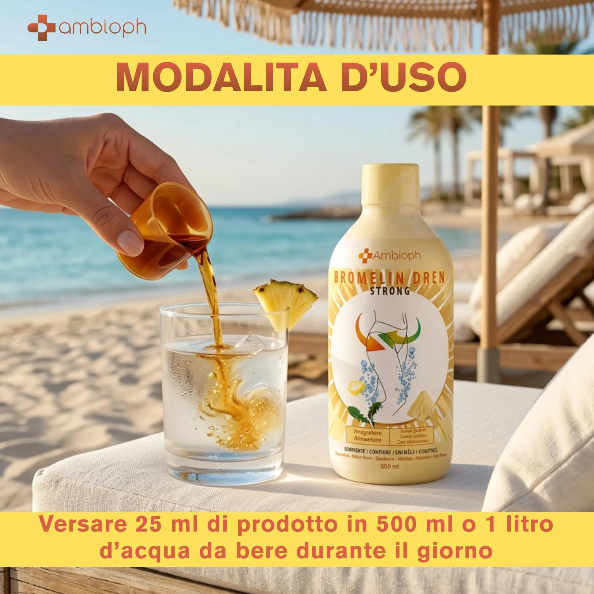 Drenante Forte Ultra Concentrato con Bromelina Linfatico Anticellulite 500 Ml