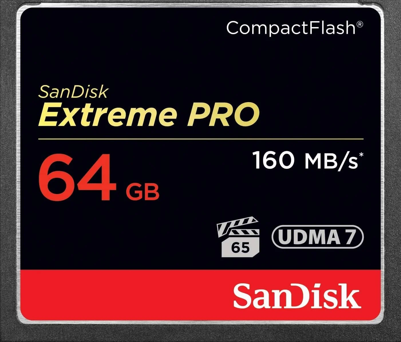 SanDisk Extreme Pro 64 GB 160 MB/s CompactFlash Memory Card - Black/Gold/Red