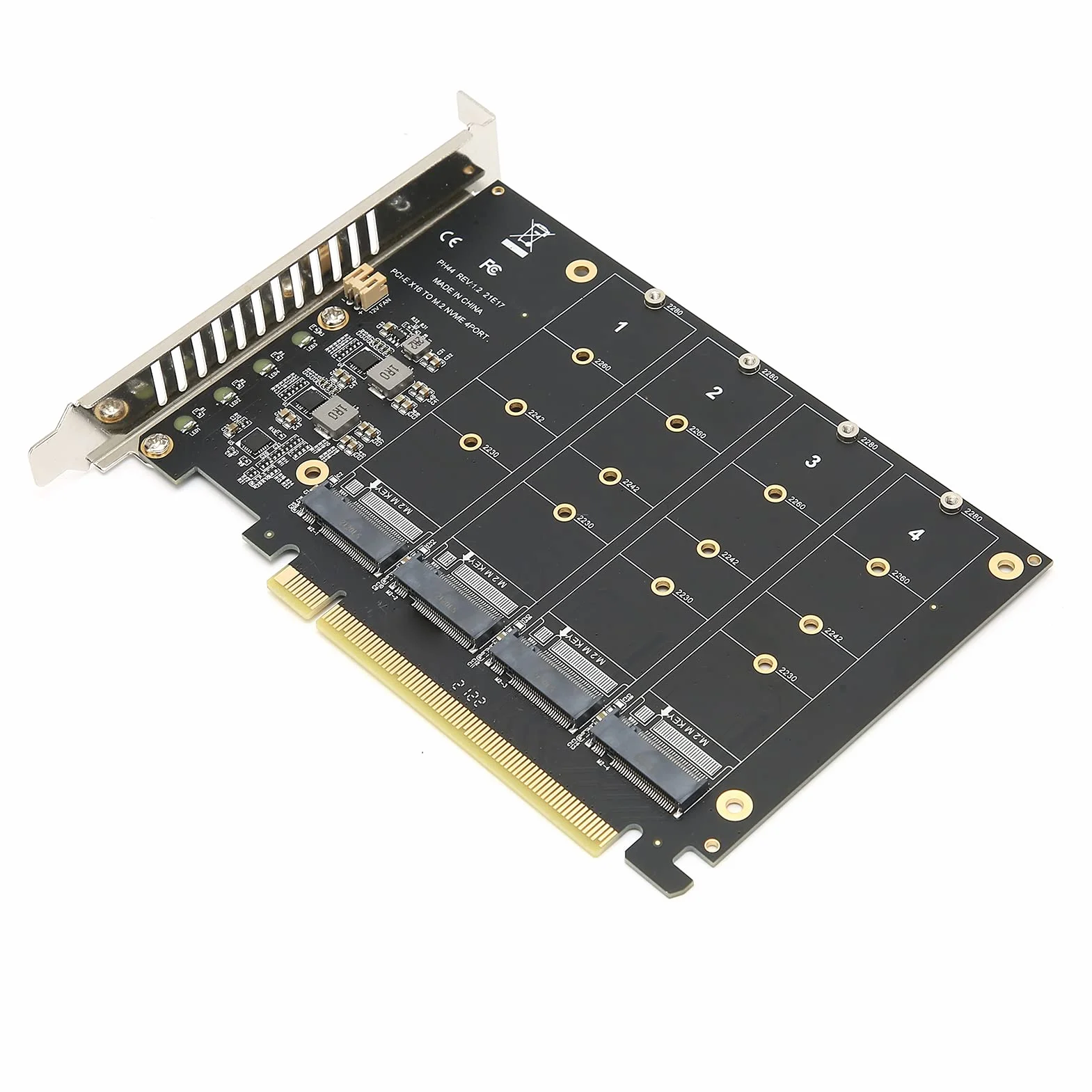 Akozon Scheda di Espansione M.2, Scheda Adattatore 4 Porte M.2 Nvme SSD Nvme Adattatore Convertitore Disco Rigido Lettore Espansione PCIE a PCIE X16 Chiave M