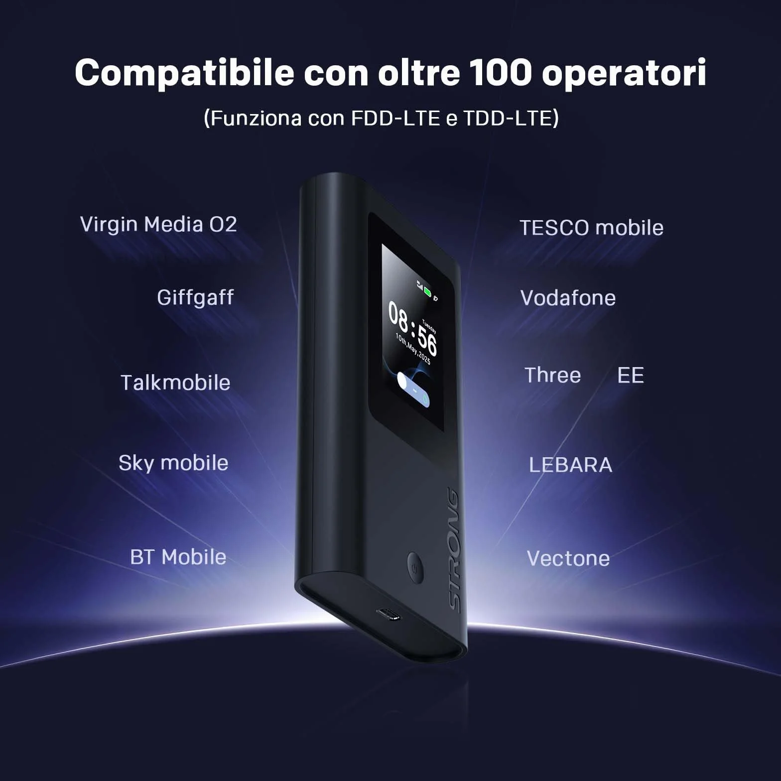 STRONG 5G+ HOPI Saponetta WiFi Portatile 5G, WiFi 6 AX1800, Hotspot Wi-Fi Tascabile con eSIM e 5GB di Dati, Velocità fino a 3,4Gbps, Batteria 4500mAh, Porta USB-C, Funzione Power Bank
