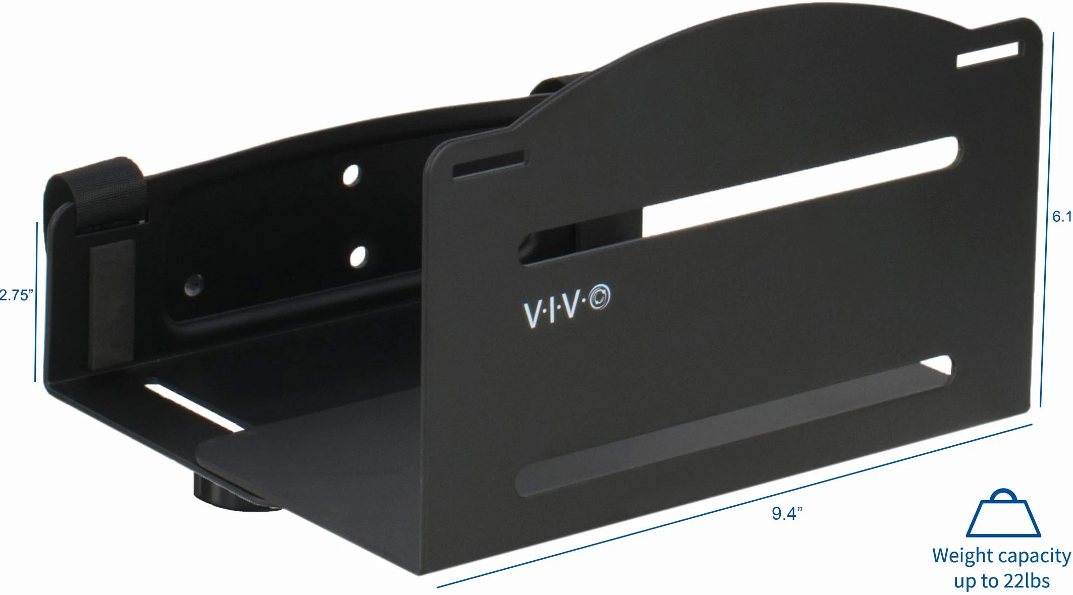 VIVO Supporto universale da parete per PC, staffa in acciaio regolabile, custodia per computer, supporto per cinghia CPU a telaio aperto, nero, MOUNT-PC03V