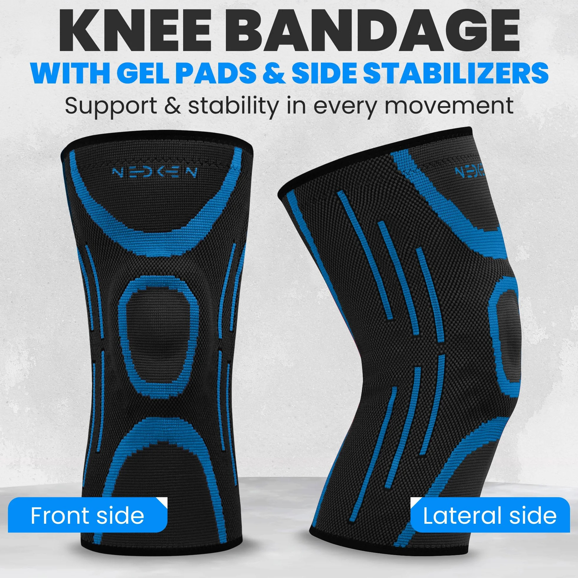 Ginocchiera Sportiva Elastica per Menisco e Legamenti - Supporto Ortopedico a Compressione, Stabilità e Recupero (Blu, L)