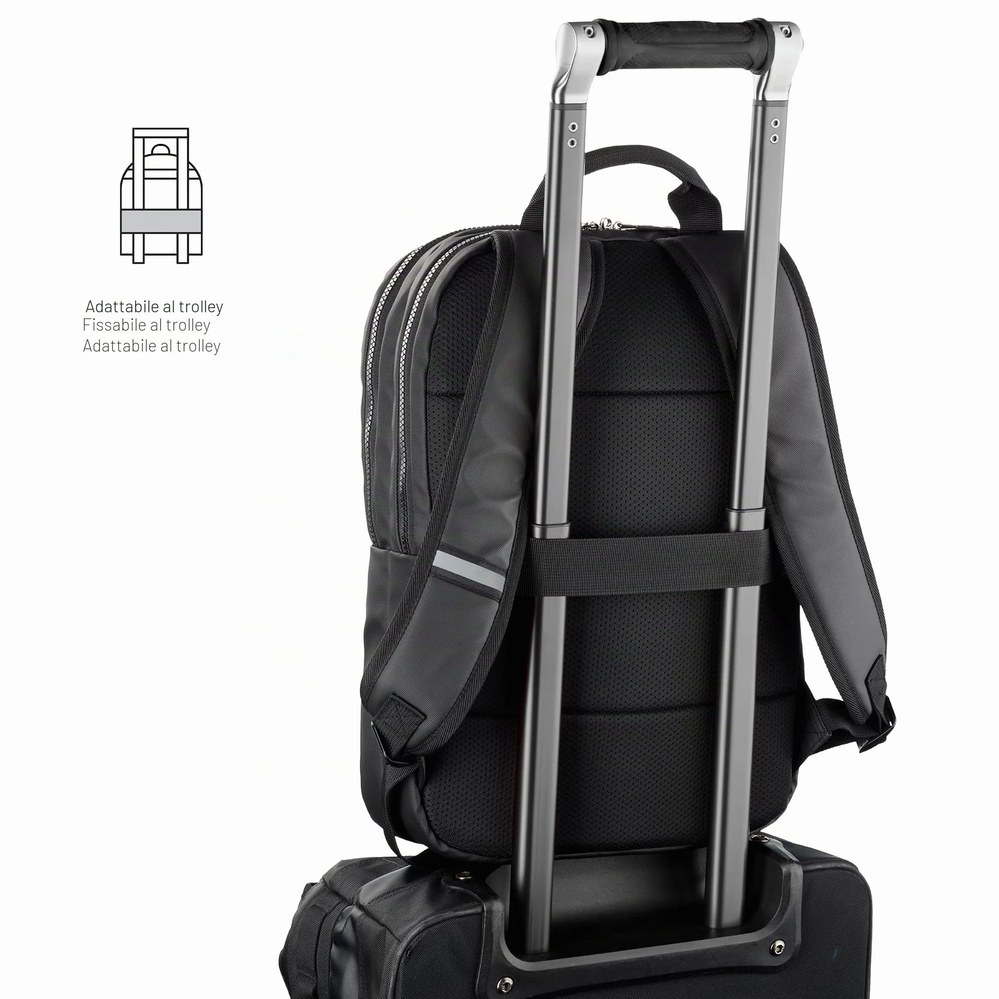Miquelrius - Zaino per computer da 13 l, tasca antifurto RFID, dettagli riflettenti, chiusura di sicurezza, adattabile trolley, zaino portatile + tablet, idrorepellente