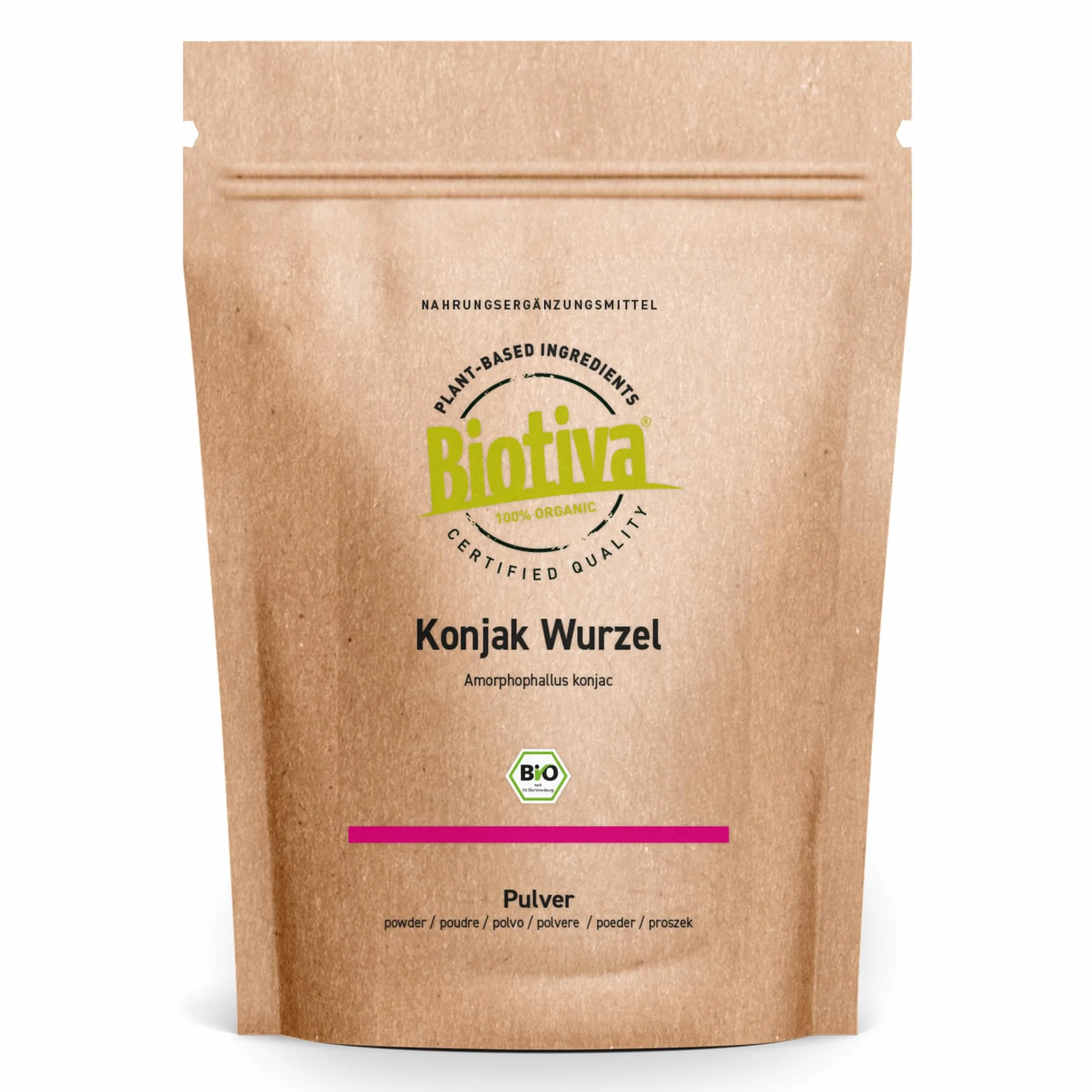 Konjak polvere bio 250g | E425 | Glucomannano | Amorphophallus konjac | senza additivi | vegan | Biotiva