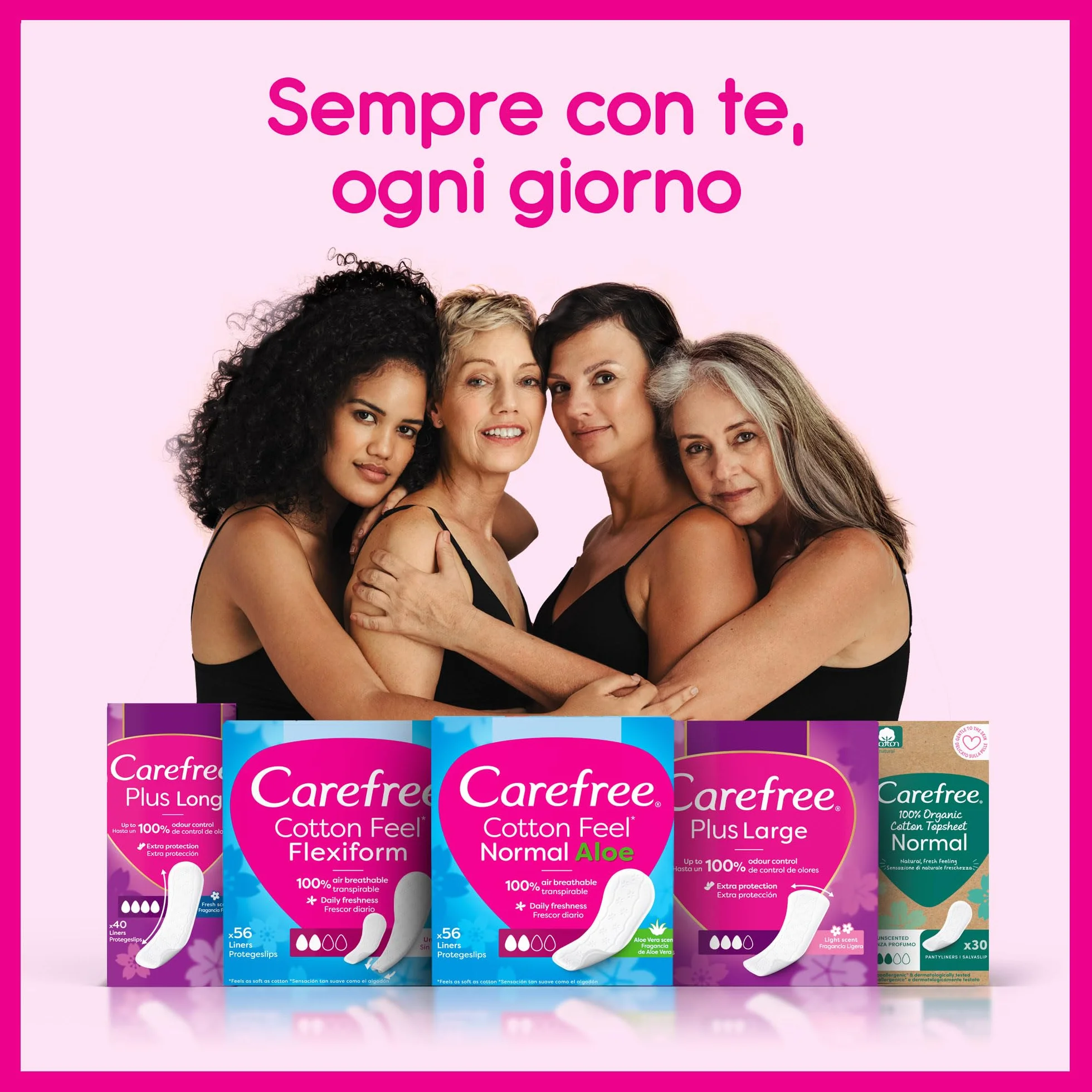 Carefree Salvaslip Cotton Feel Normal Senza Profumo, Salva slip donna 100% traspiranti, 44 sztuk