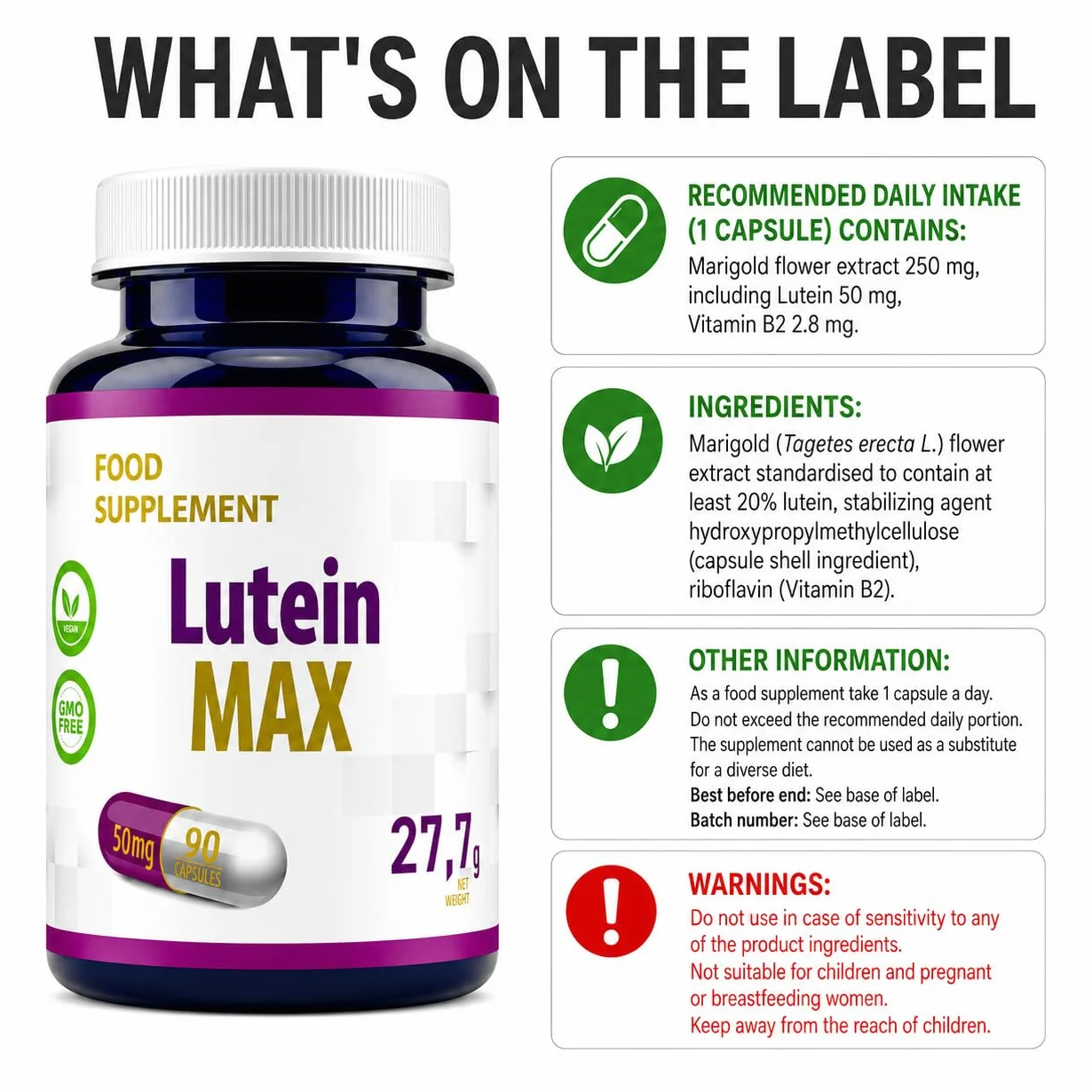 Hepatica Luteina 50 mg con Vitamina B2 90 Capsule Vegane per Capacità Visiva Normale