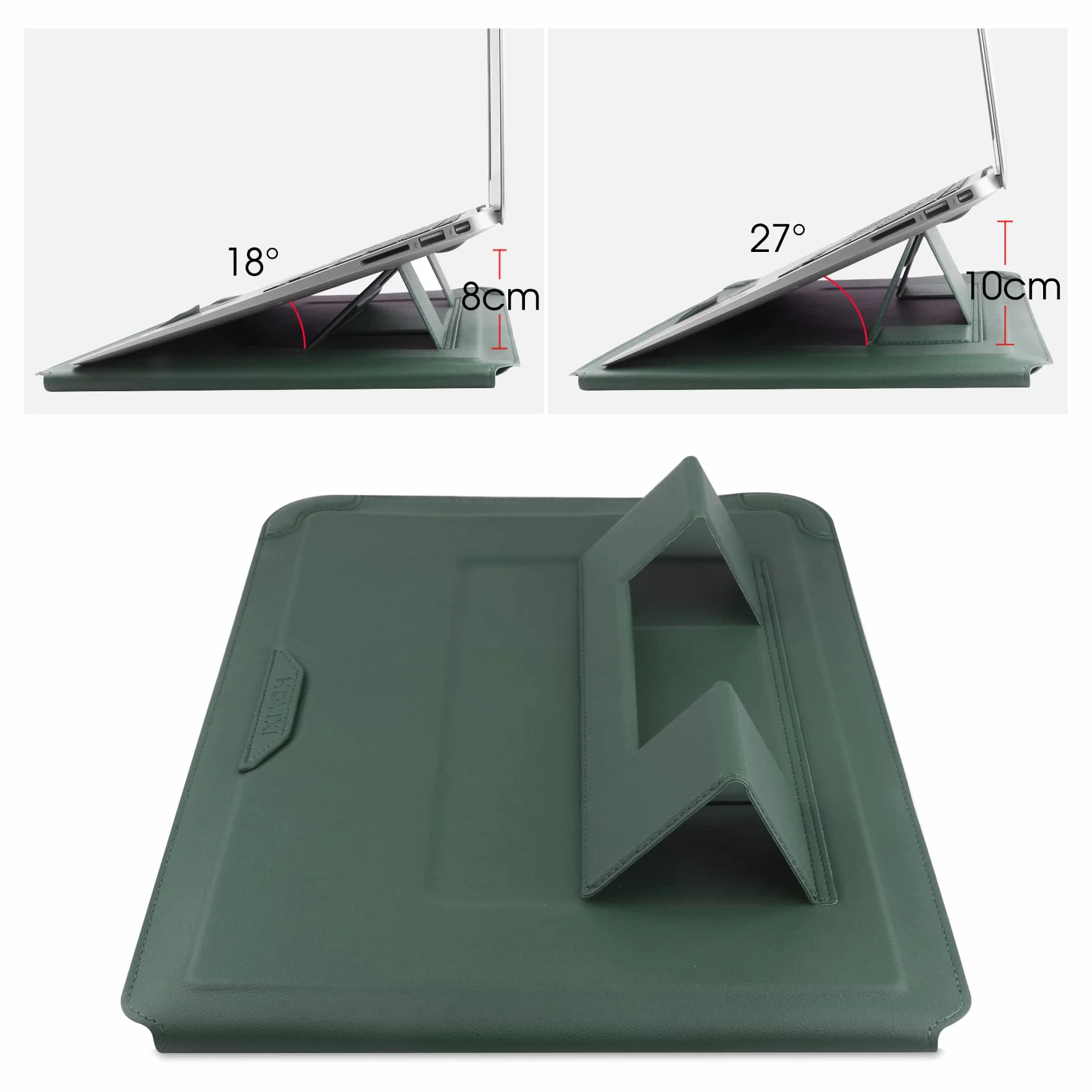 HoYiXi 14'' Laptop Custodia con Stand Sleeve Case in Pelle Compatibile con MacBook Pro 14 2021/ASUS Vivobook 14/HP Pavilion X360/ IdeaPad/Dell HP ASUS Acer HUAWEI Matebook 14'' PC, Verde
