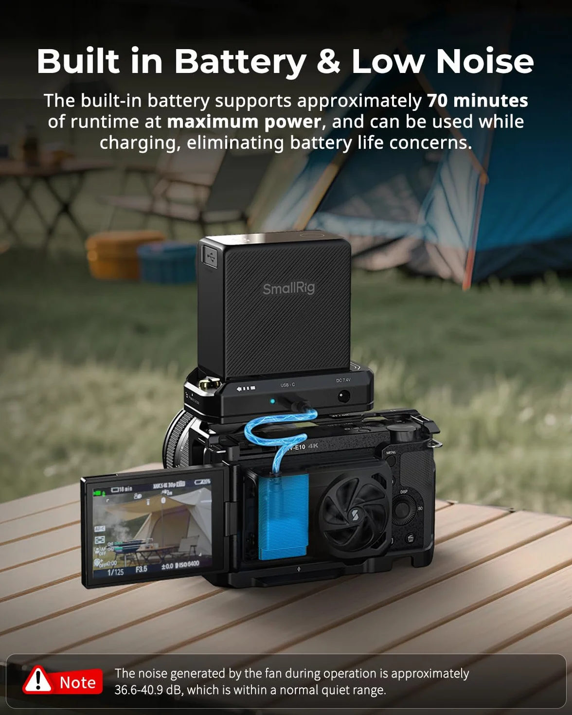 SMALLRIG Sistema di raffreddamento esterno con ventola TEC integrata e batteria, per Sony A7 IV/A7S III/A7C II/A6700/ ZV-E10 / ZV-E10 II/FX3/FX30 per Canon R5/R5 Mark II/R6 Mark III, 5328