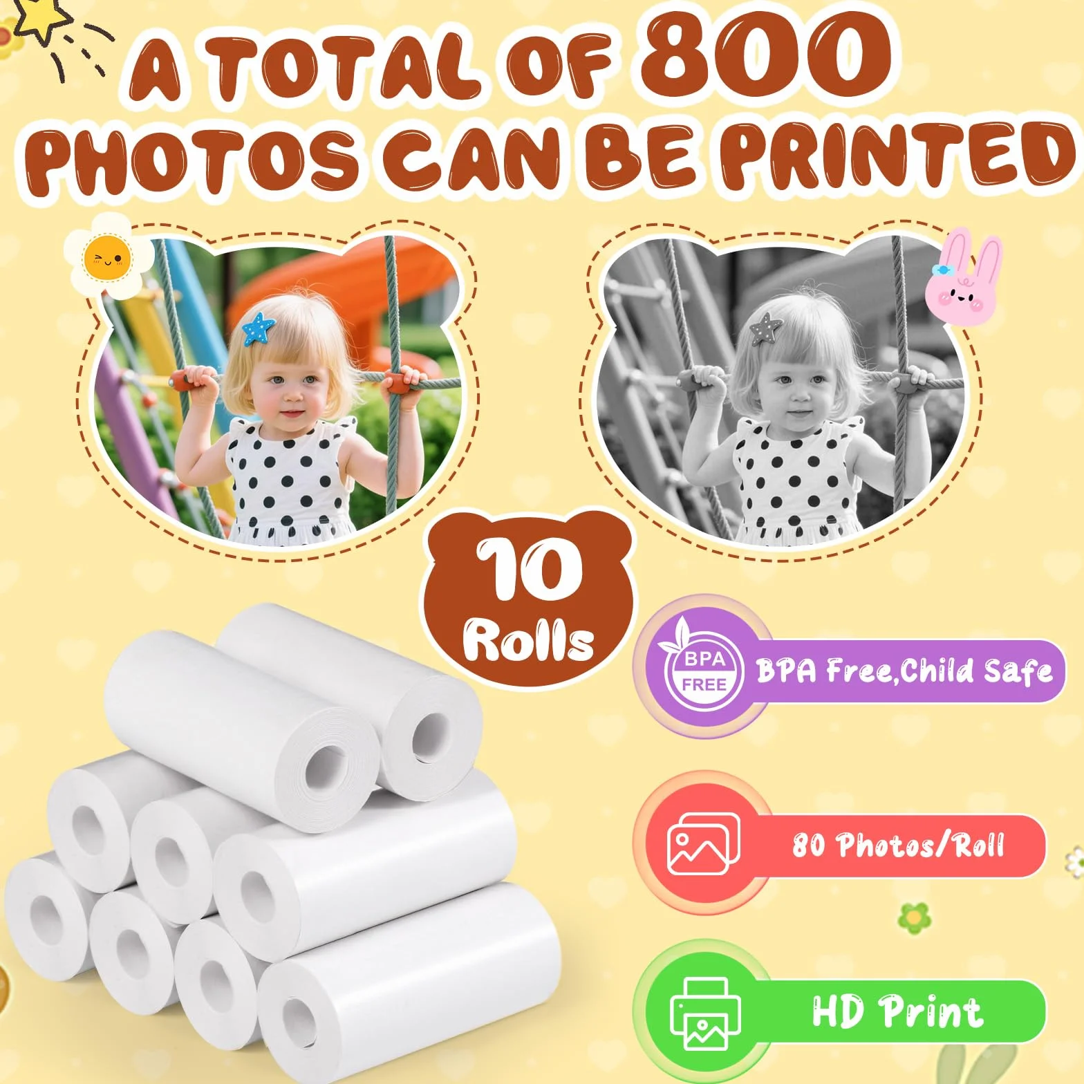 Diboniur 10 Rotoli Carta Termica per Macchina Fotografica Bambini Istantanea
