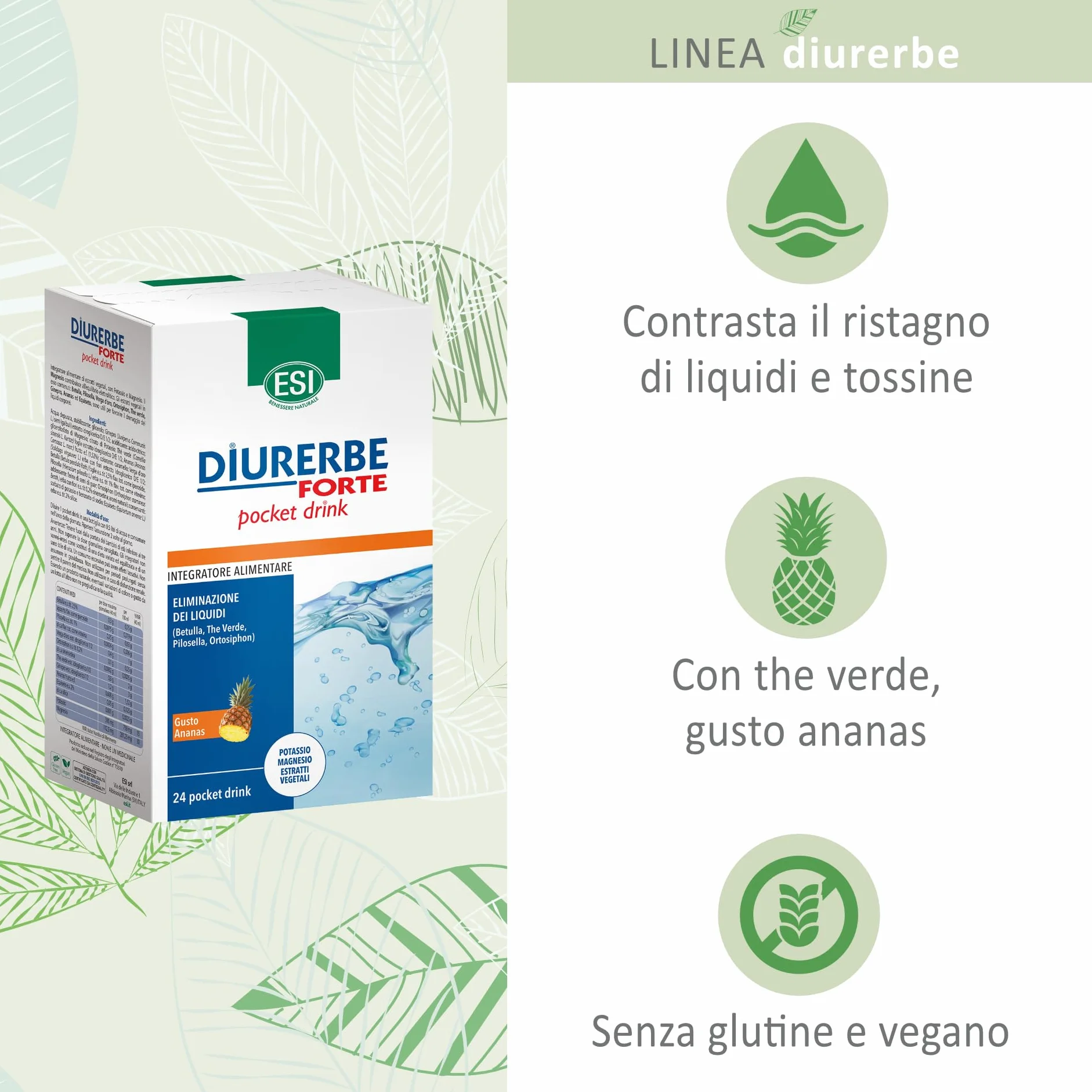 Esi diurerbe forte pocket 24 drink gusto ananas