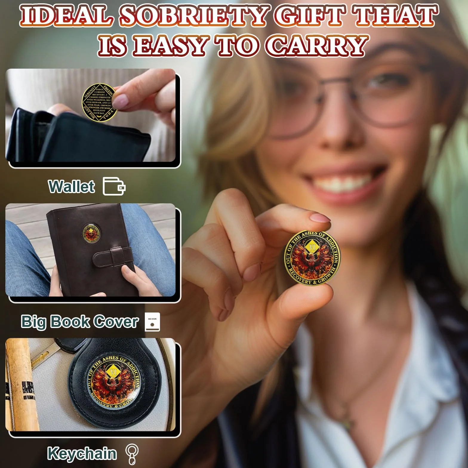 Phoenix 6 Anno Sobriety Coin Flame Cinque Anni Chip NA Medaglione Anonimo AA Recupero Gettone Anniversario Regali