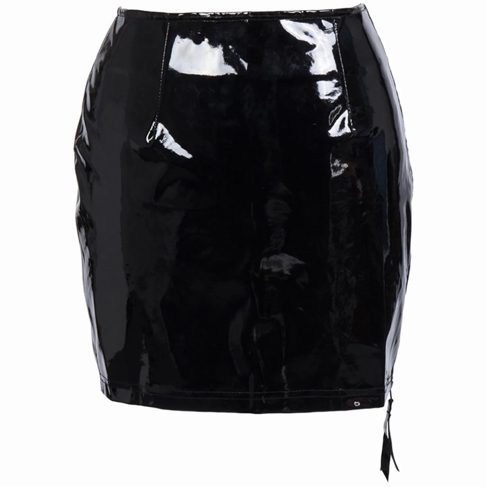 Gonna in lattice da donna nera a vita alta attillata effetto bagnato per cosplay strip club