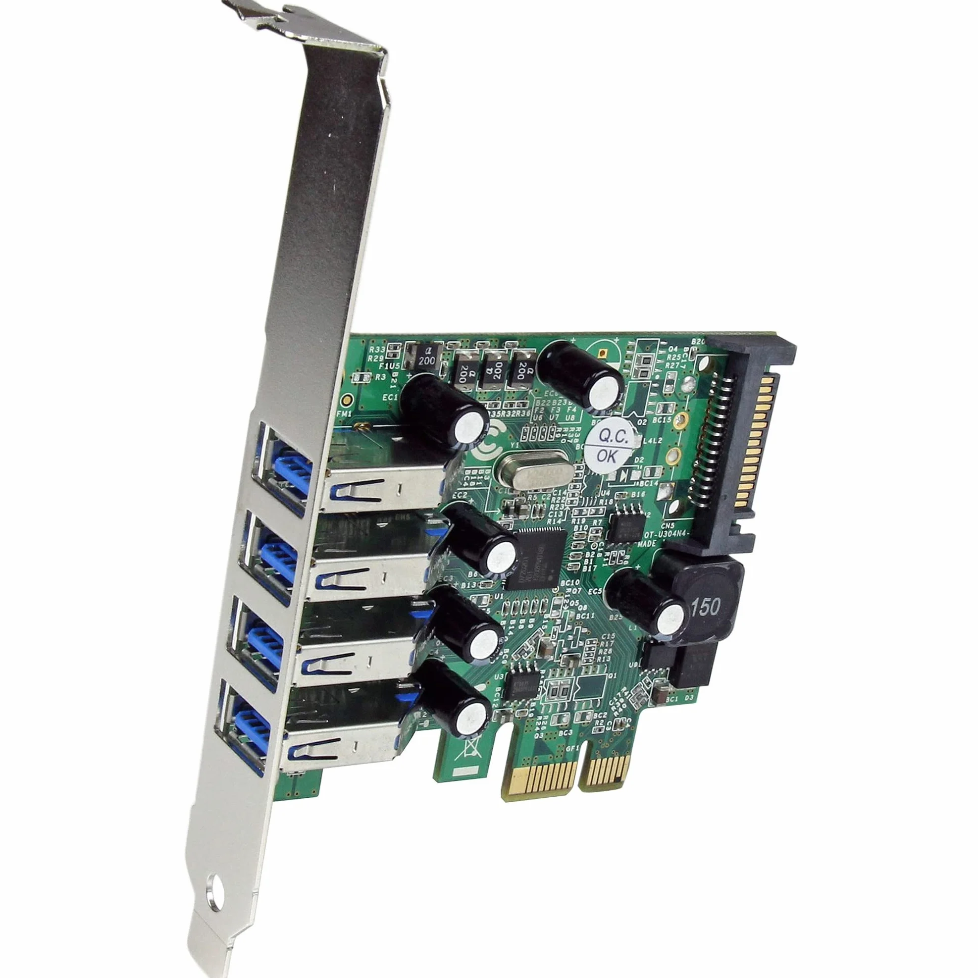 StarTech.com Adattatore scheda controller PCI Express PCIe SuperSpeed USB 3.0 (5Gbps) a 4 porte con UASP, Alimentazione SATA (PEXUSB3S4V)