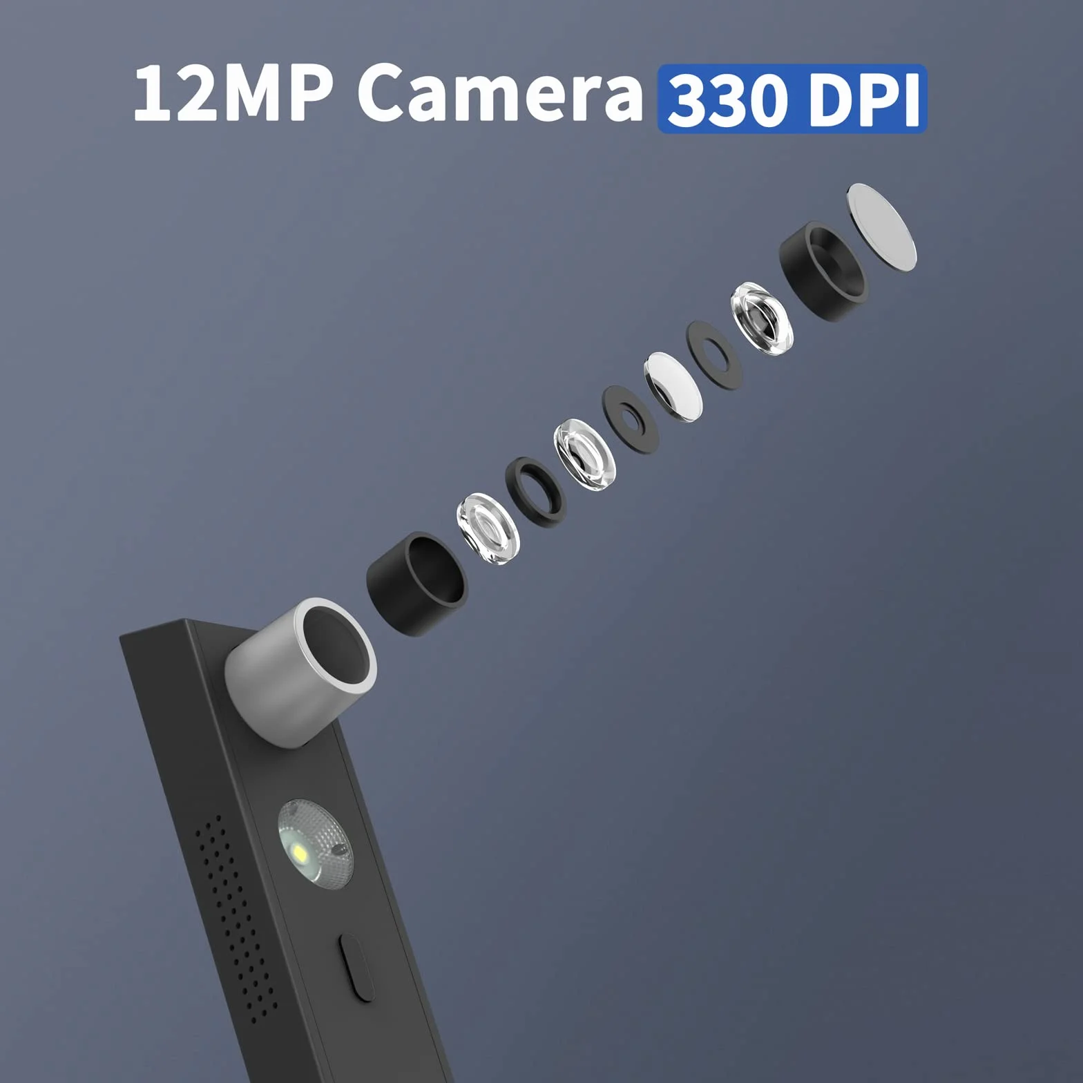 CZUR Lens Pro Scanner Mobile Portatile, Compatto, da 12 Megapixel e 330DPI, da 60Pagine Per Minuto. Con alimentazione USB 2.0 Rapido per Cattura Formato A4, Compatibile con Windows e MacOS