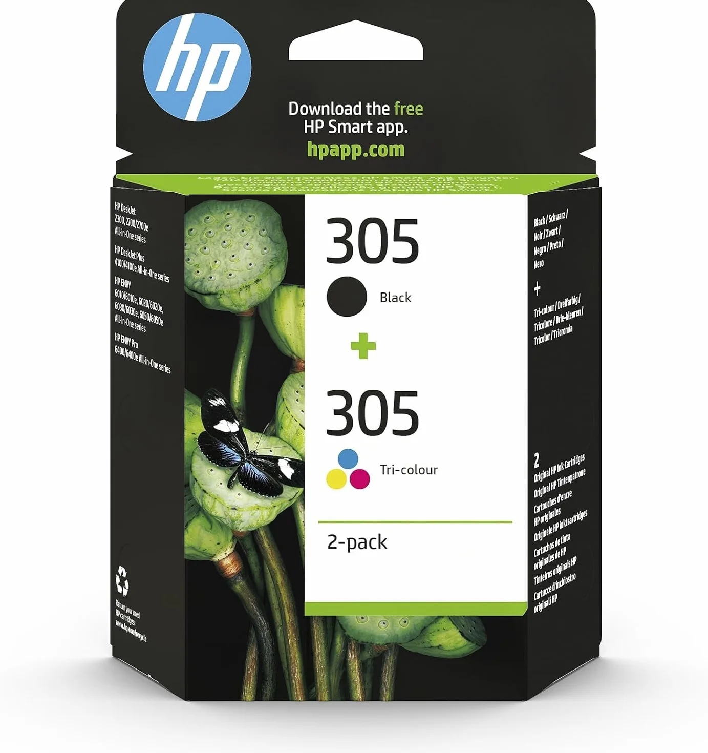 HP 305 Nero e Tricromia Cartucce Originali 2 Pezzi Compatibili HP DeskJet 2700 4100 Envy 6020 6030 6420 6430