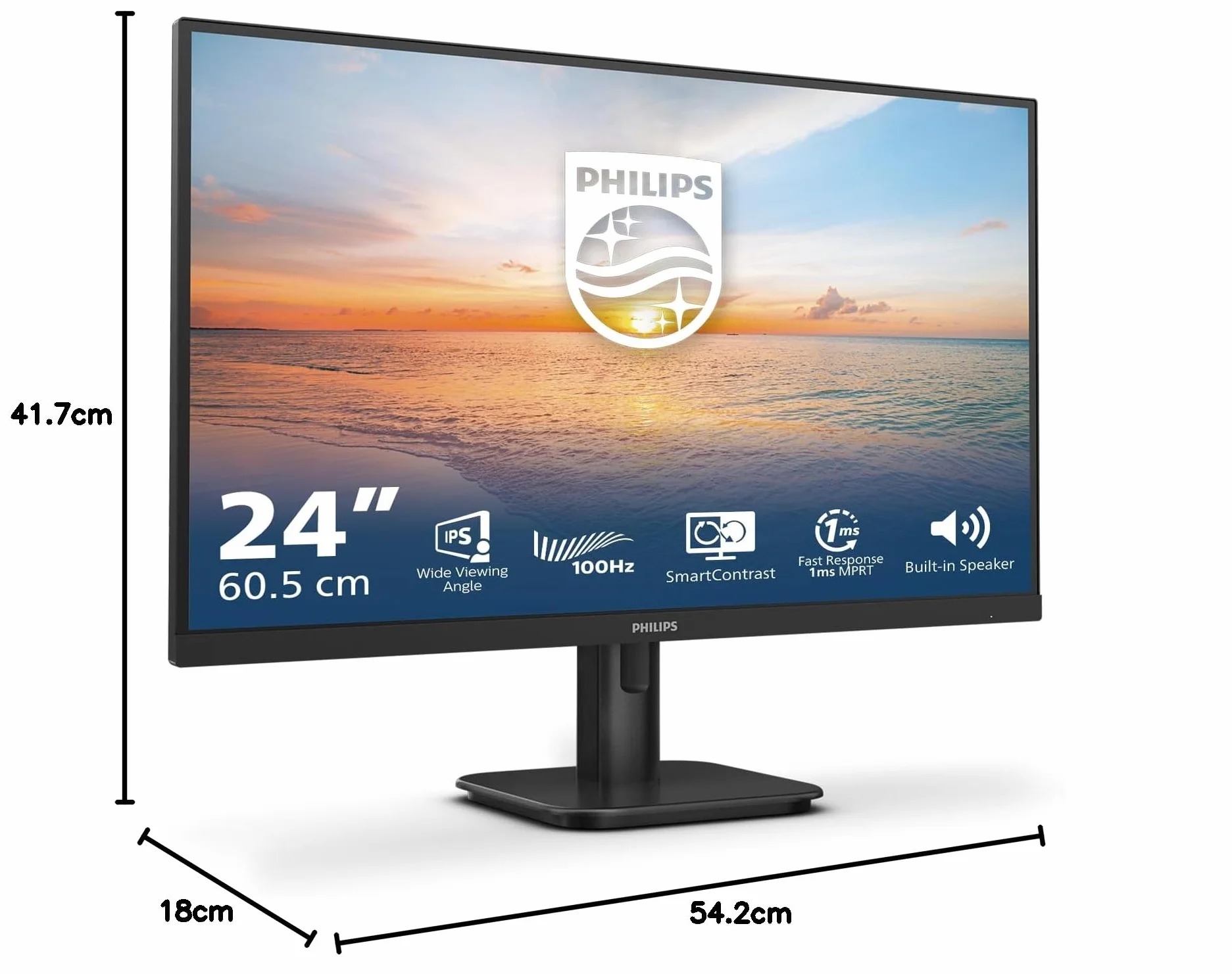 Philips 24E1N1200A - Monitor Full HD da 24 pollici, 120 Hz, Adaptive Sync., altoparlanti (1920x1080, 1x D-Sub, 1x HDMI 1.4, 1x DisplayPort 1.2) nero