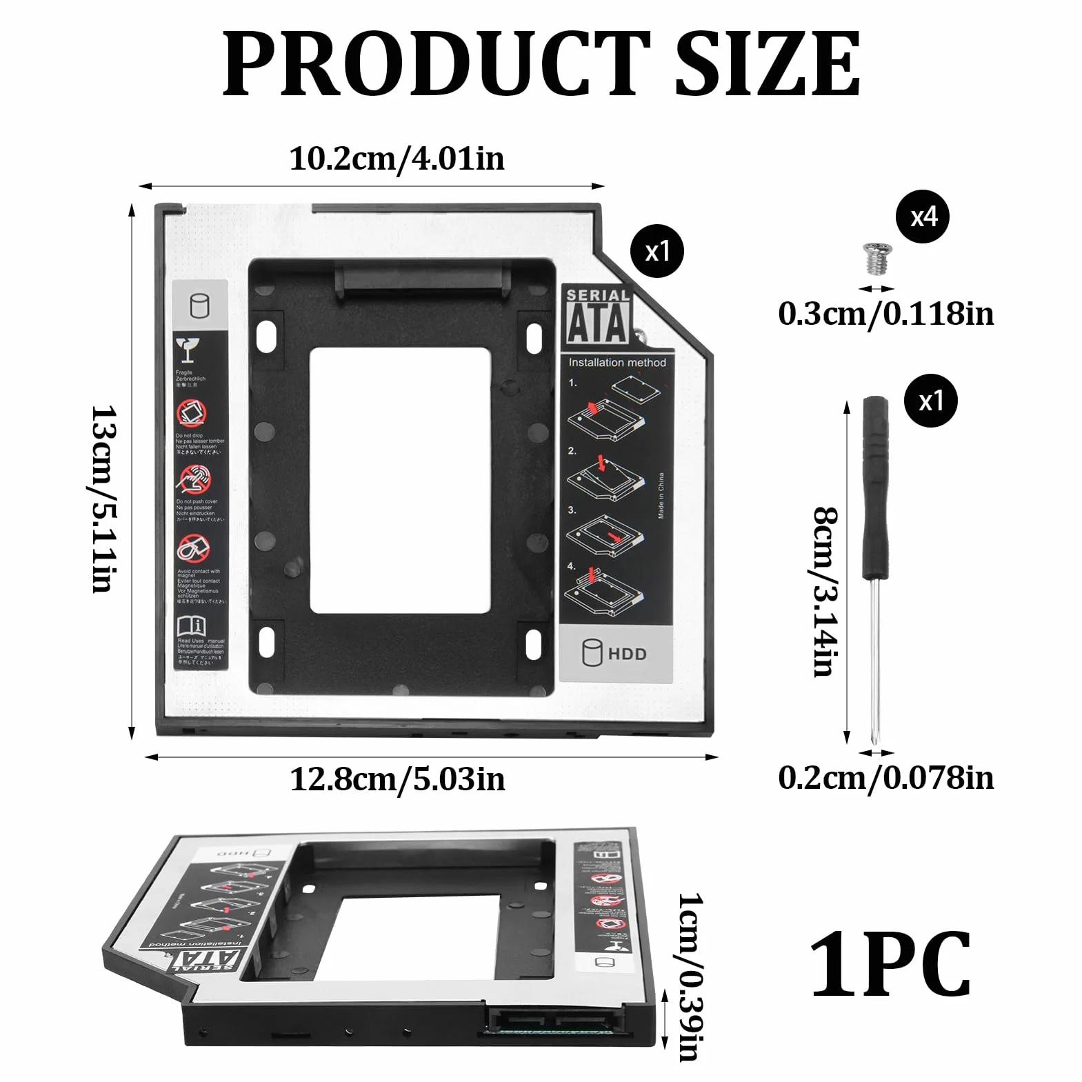 Cornice Universale per HDD/SSD da 9,5 mm SATA a SATA 3.0 - Adattatore Alloggiamento Unità Compatibile con Dell, HP, Lenovo ThinkPad, Acer, ASUS, Sony, Samsung, MSI