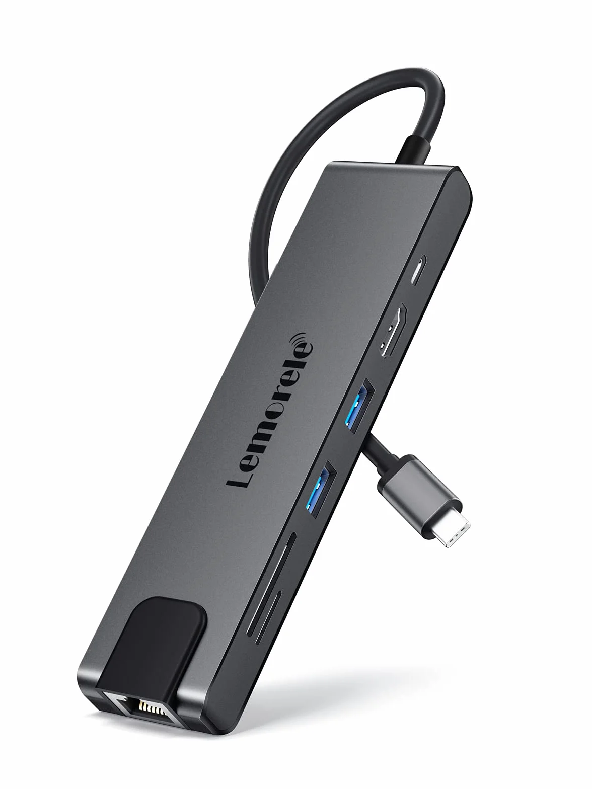 Lemorele Hub USB C Ethernet Gigabit, 7-in-1 Alluminio Docking Station con 1*HDMI 4K, 1000M RJ45, 1*PD 100W, 2*USB-A 2.0, SD/TF, Adattatore USB C Hub per Windows, iOS, Android, Linux, MacOS