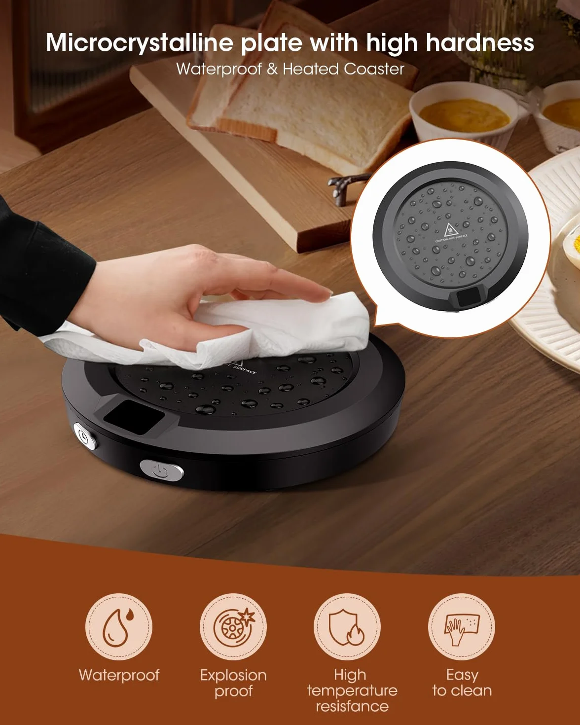 Scalda Tazza, Scalda Tazza usb da Scrivania con 3 Impostazioni Temperatura, Scaldatazza con Spegnimento Automatico 2-12h, Scalda Tazzine da Caffè per Latte, Tè, Acqua (nero)