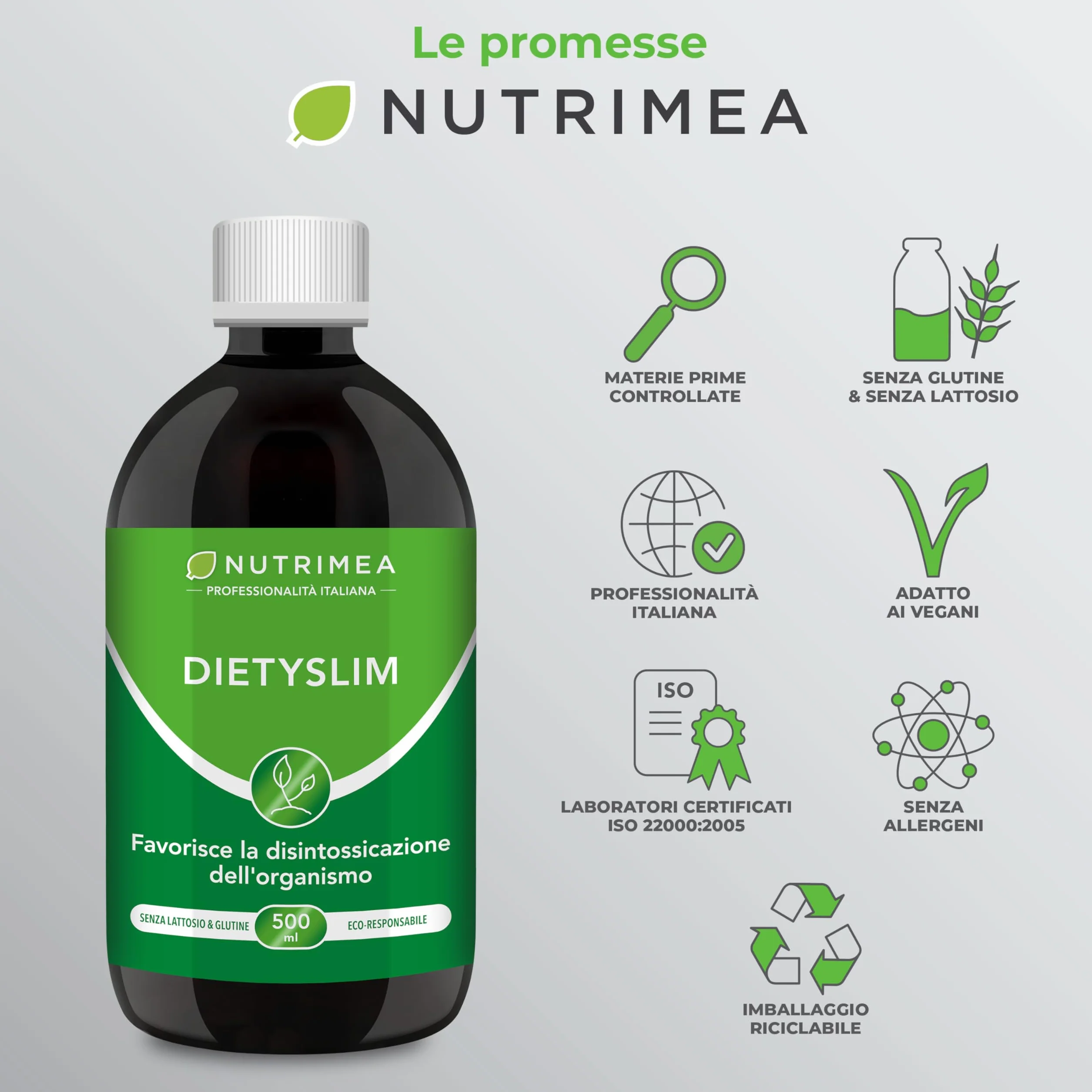 Nutrimea Dietyslim Drenante Detox Forte 500 ml Gusto Pesca Tarassaco Guaranà Pilosella Tè Verde